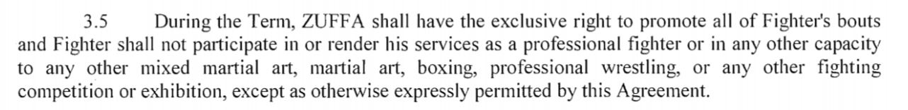 The exclusivity cause contained in every UFC fighter's contract