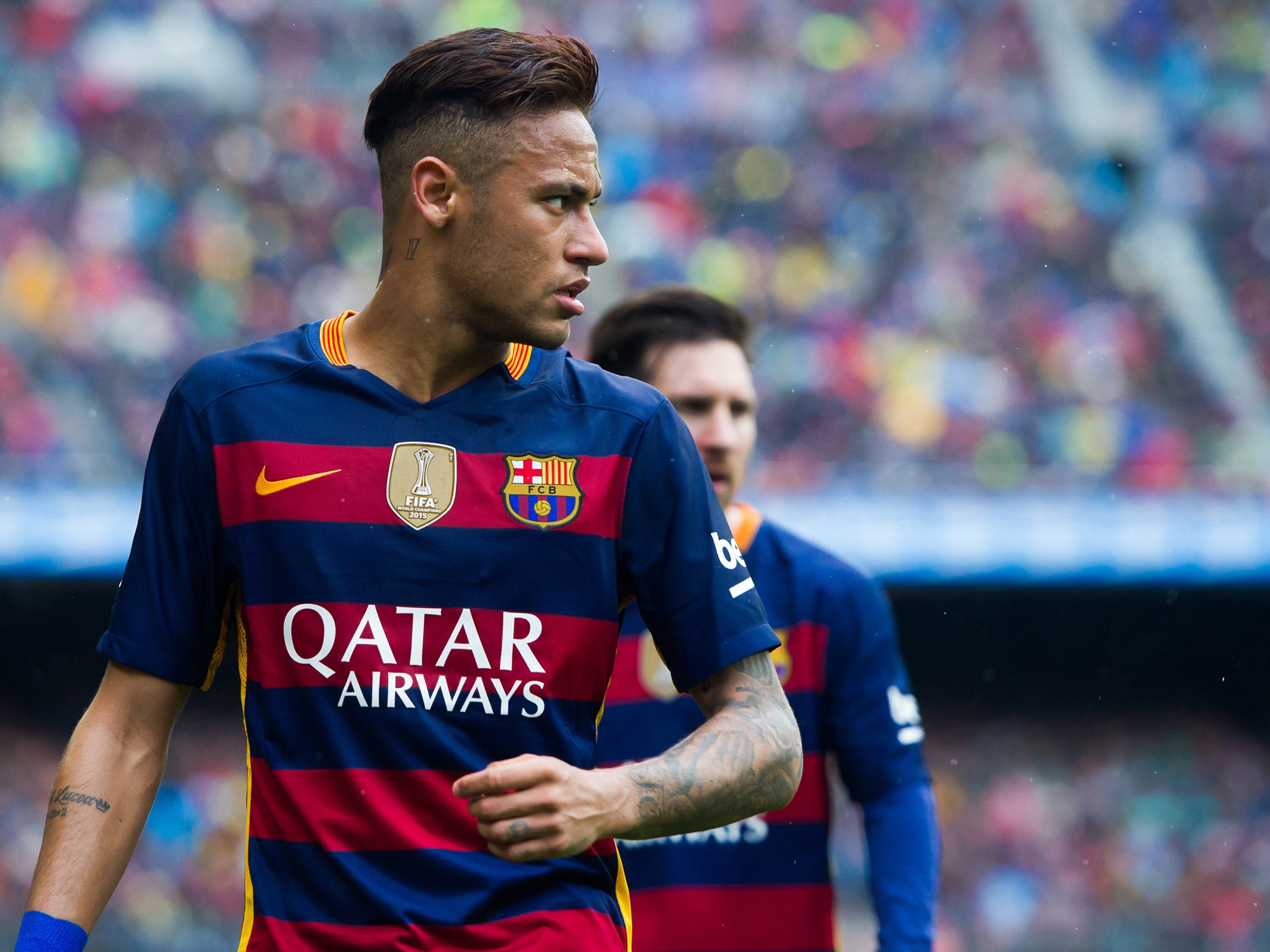 &#13;
Neymar joined Barcelona from Santos in 2013 (ALEX CAPARROS)&#13;