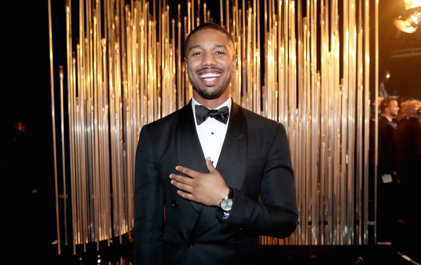 Michael B Jordan is all smiles.