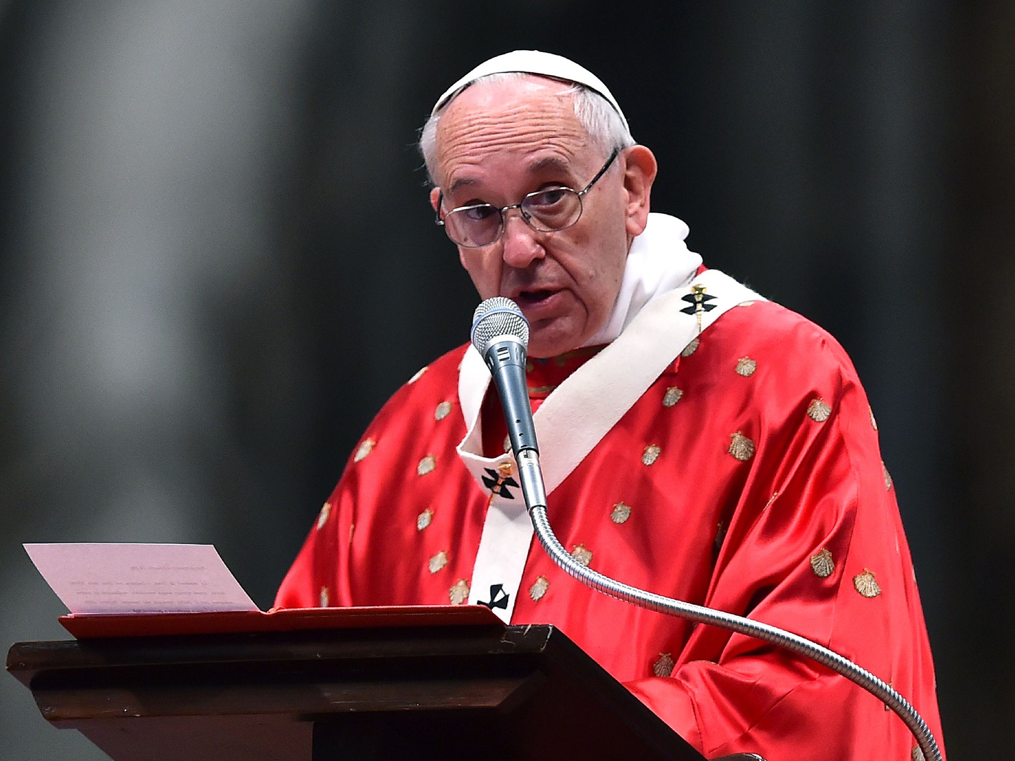 Pope Francis celebrates a Pentecost mass in St.Peter's Basilica at the Vatican