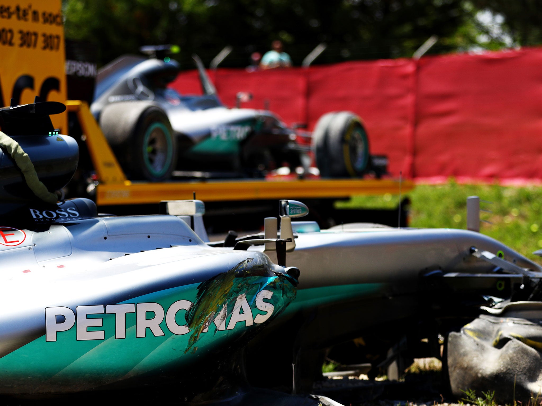 Lewis Hamilton and Nico Rosberg infamously crashed into each other in Spain in 2016