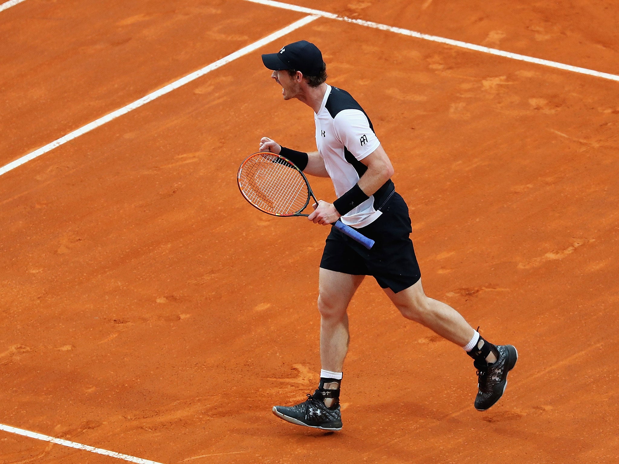 Andy Murray in action in the Rome Masters final