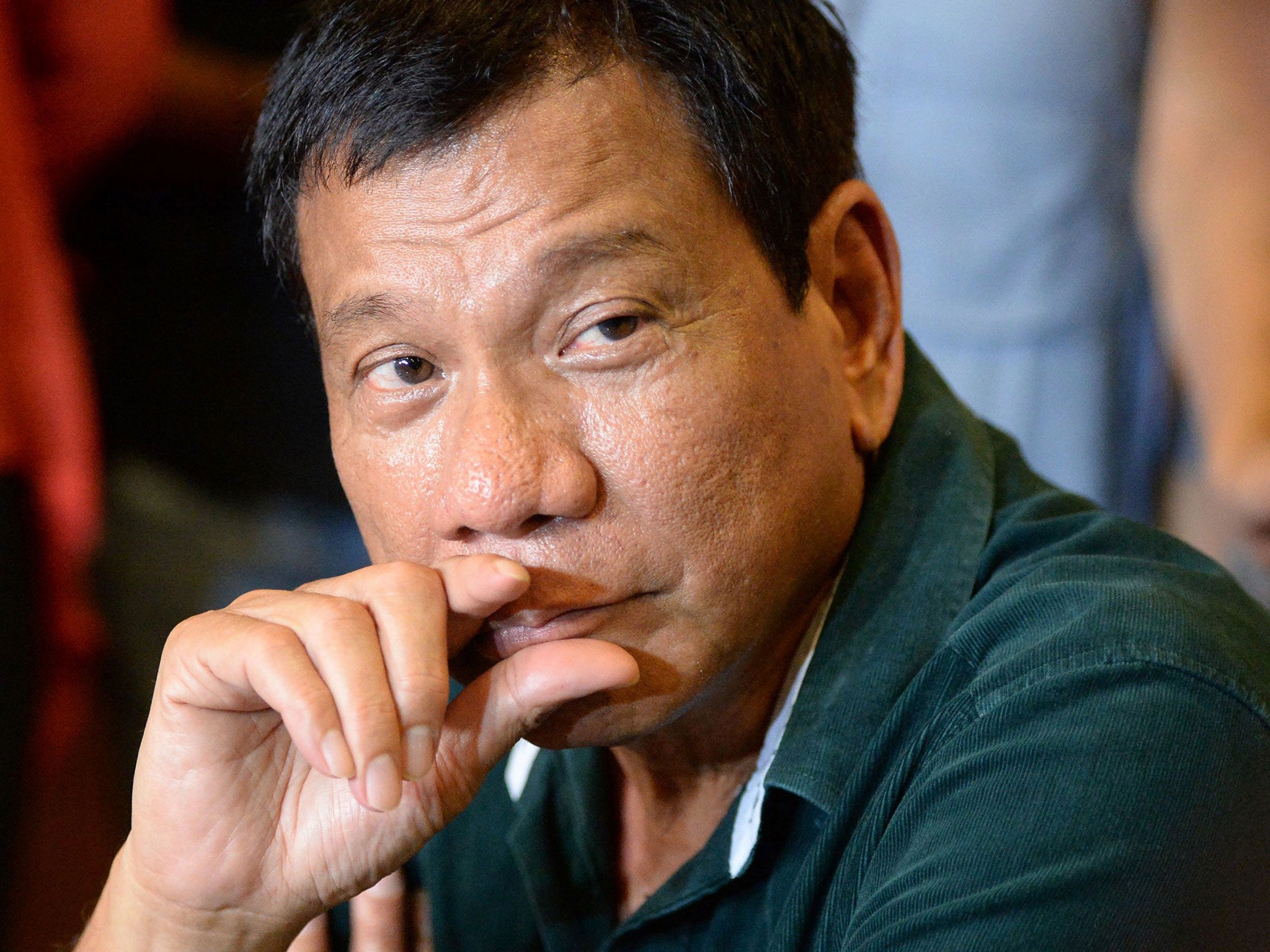 President-elect Rodrigo Duterte speaks during his first press conference since he claimed victory in the presidential election, at a restaurant in Davao City, on the southern island of Mindanao on 15 May, 2016