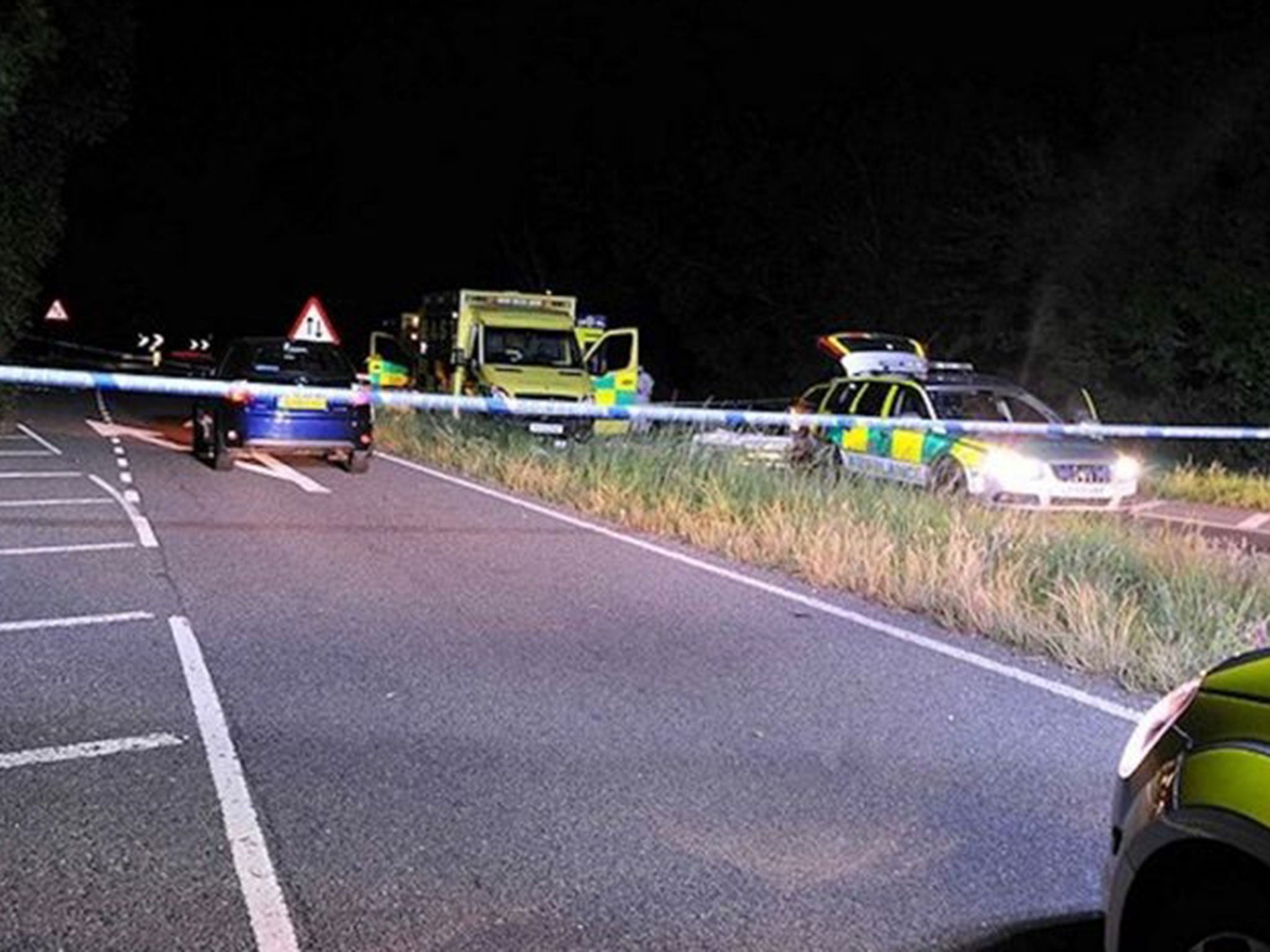 Undated handout photo issued by Sussex Police of the scene where Donald Lock was stabbed to death in Findon, West Sussex, as Matthew Daley, 35, has been found guilty at Lewes Crown Court of manslaughter on the grounds of diminished responsibility following the "road rage" killing of the retired solicitor