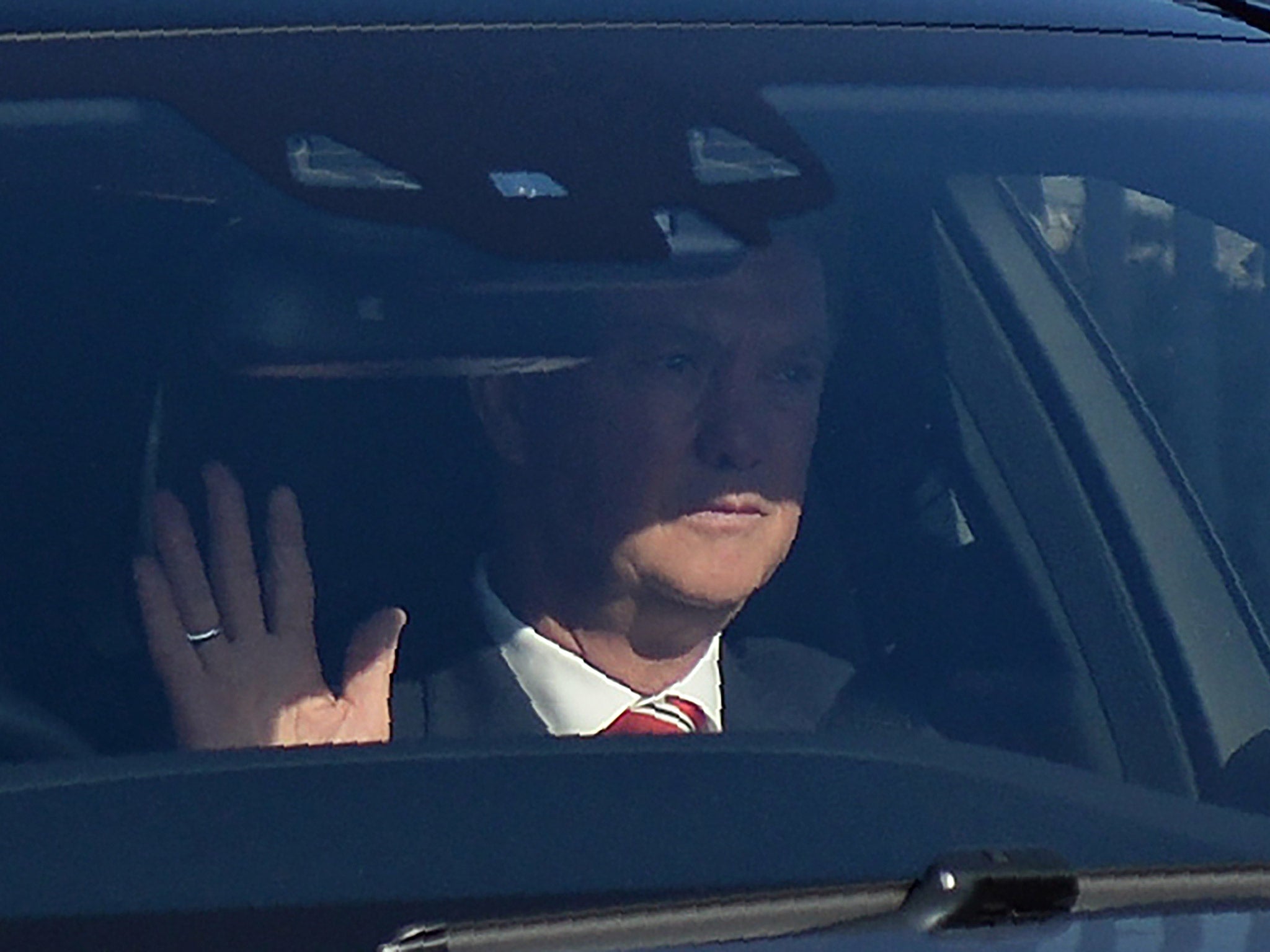 Van Gaal was pictured leaving Old Trafford after Sunday's fake bomb scare