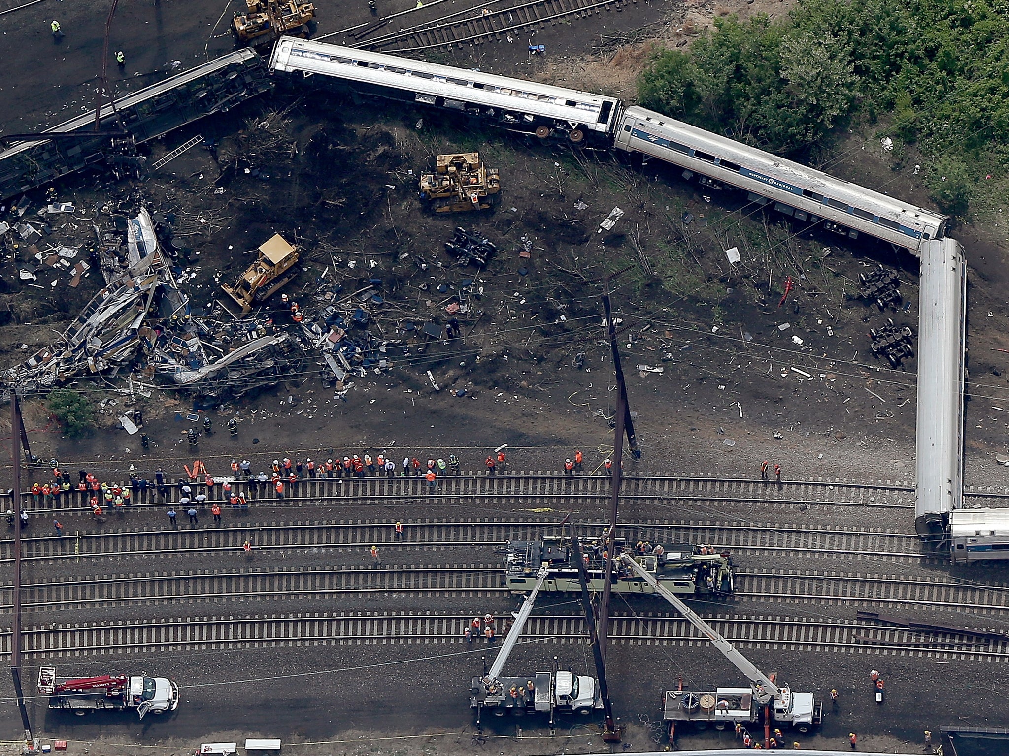 The train was reportedly traveling more than double the suggested speed when it hit a curve Win McNamee/Getty