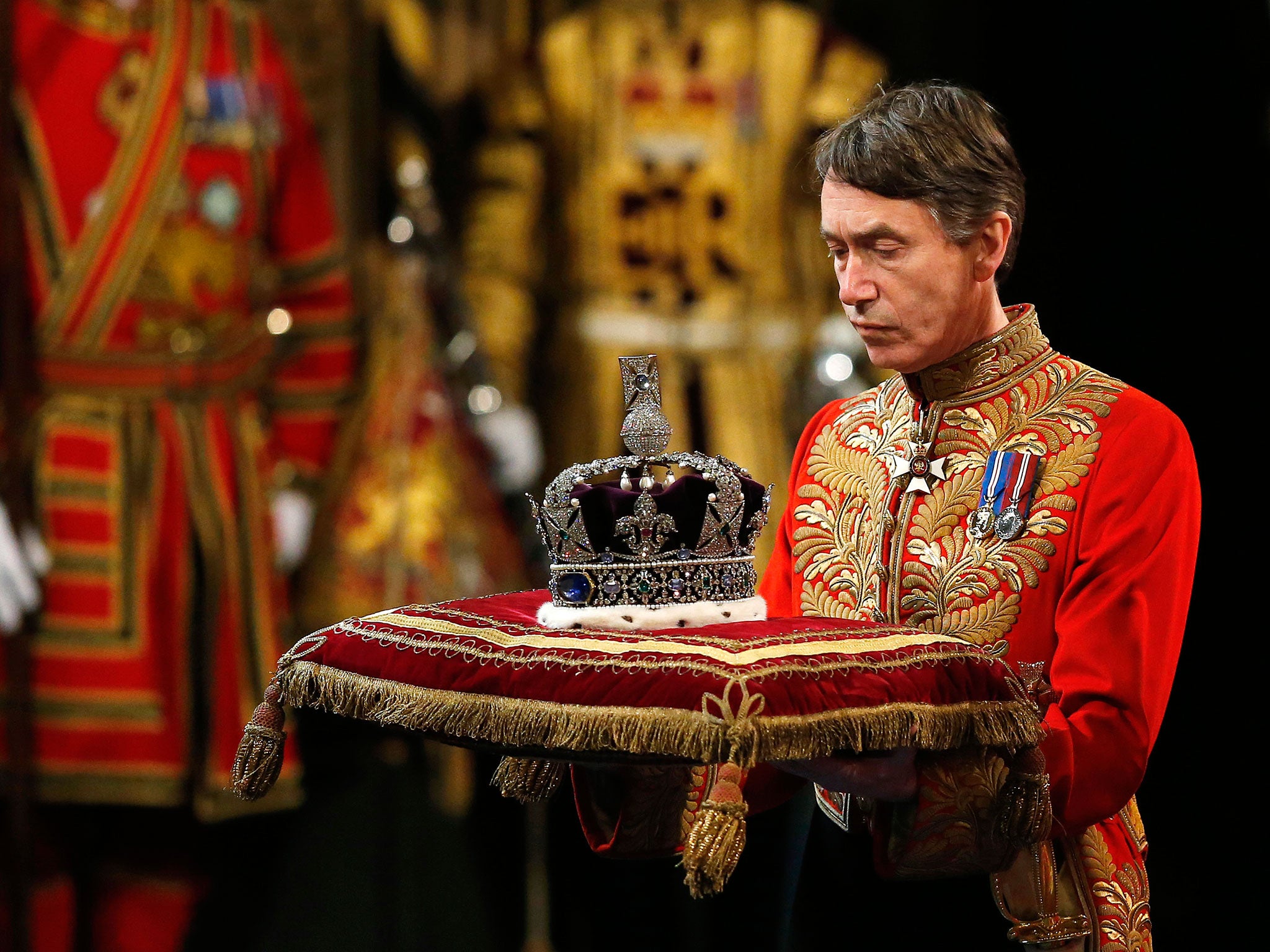 The Imperial State Crown arrives for the State Opening of Parliament