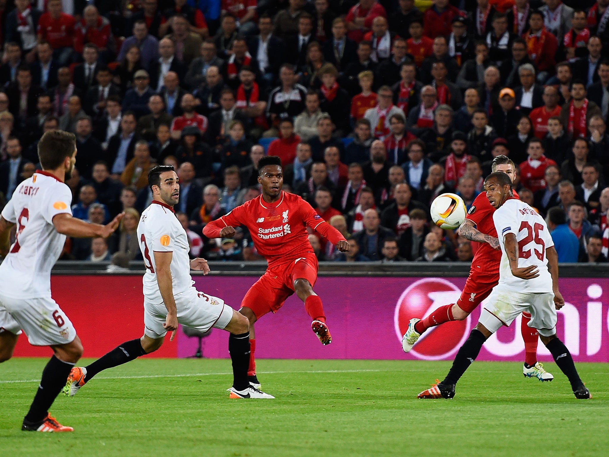 Daniel Sturridge scores the opening goal of the game