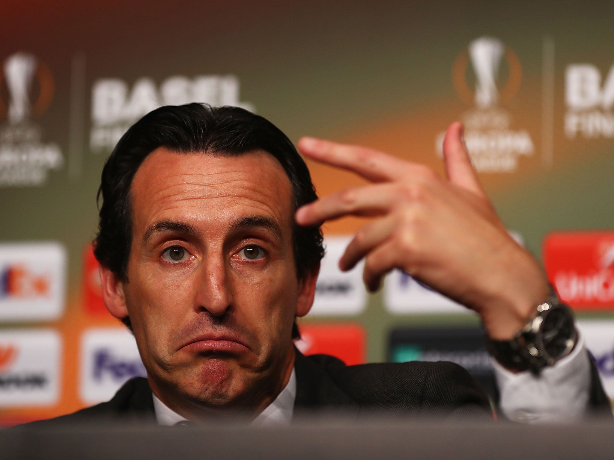 Sevilla manager Unai Emery following his side's Europa victory over Liverpool