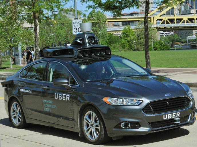 One of the self-driving Uber cars being tested in Pittsburgh