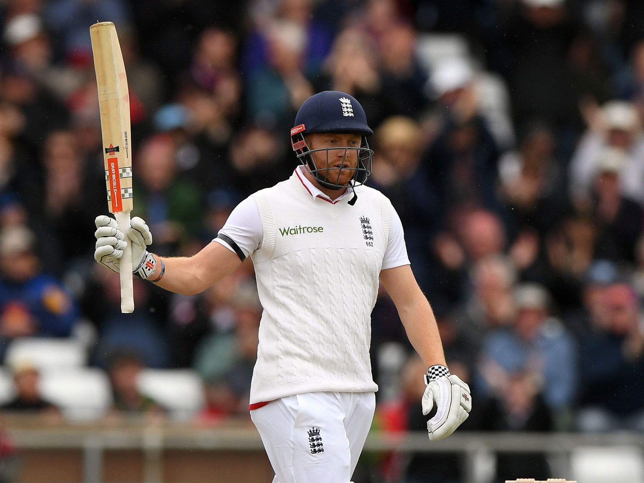 Jonny Bairstow salutes the Headingley crowd after reaching his half century