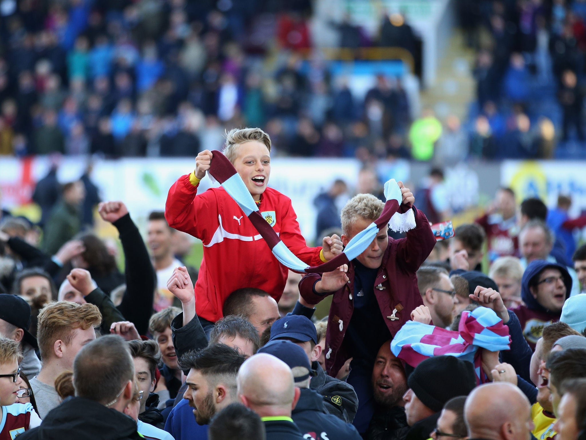 Burnley fans celebrate promotion to the Premier League