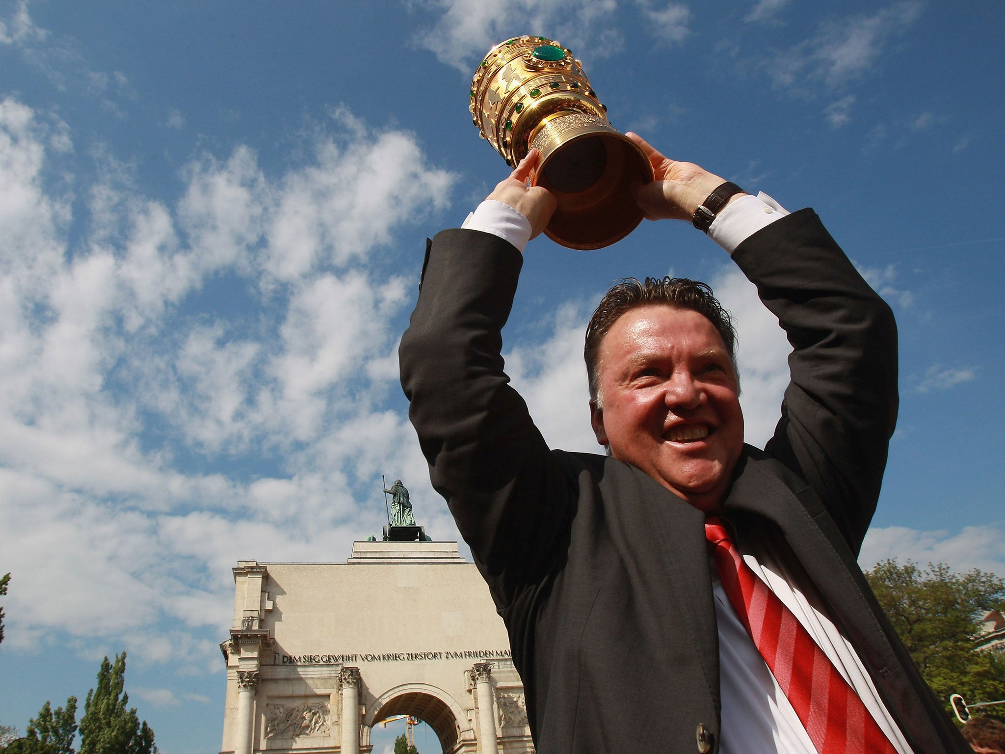 Louis van Gaal after winning the German Cup in 2010