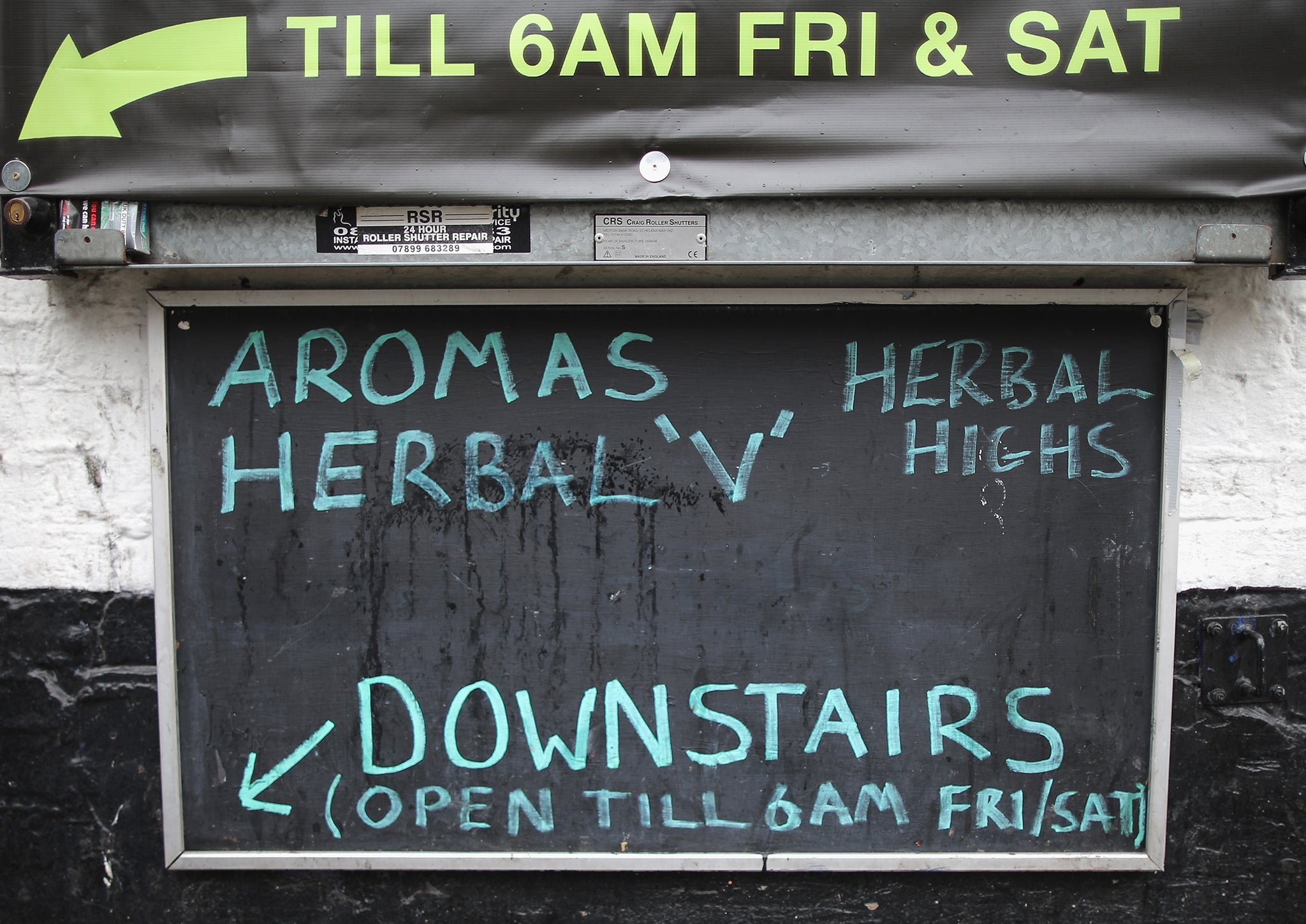 "The local head shop owner might soon be replaced by the neighbourhood crack dealer" Herbal highs are advertised outside a head shop in Manchester