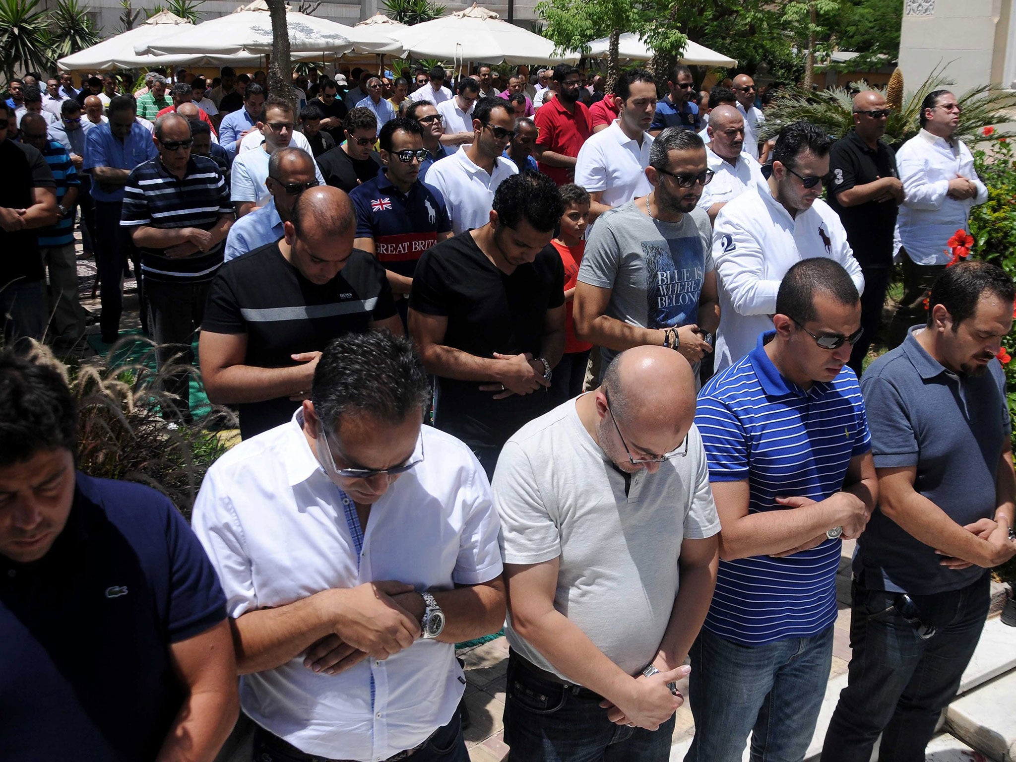 Families and friends of the victims of the missing EgyptAir flight MS804 hold an absentee funeral prayer in a mosque nearby Cairo airport, Cairo, Egypt, 20 May 2016