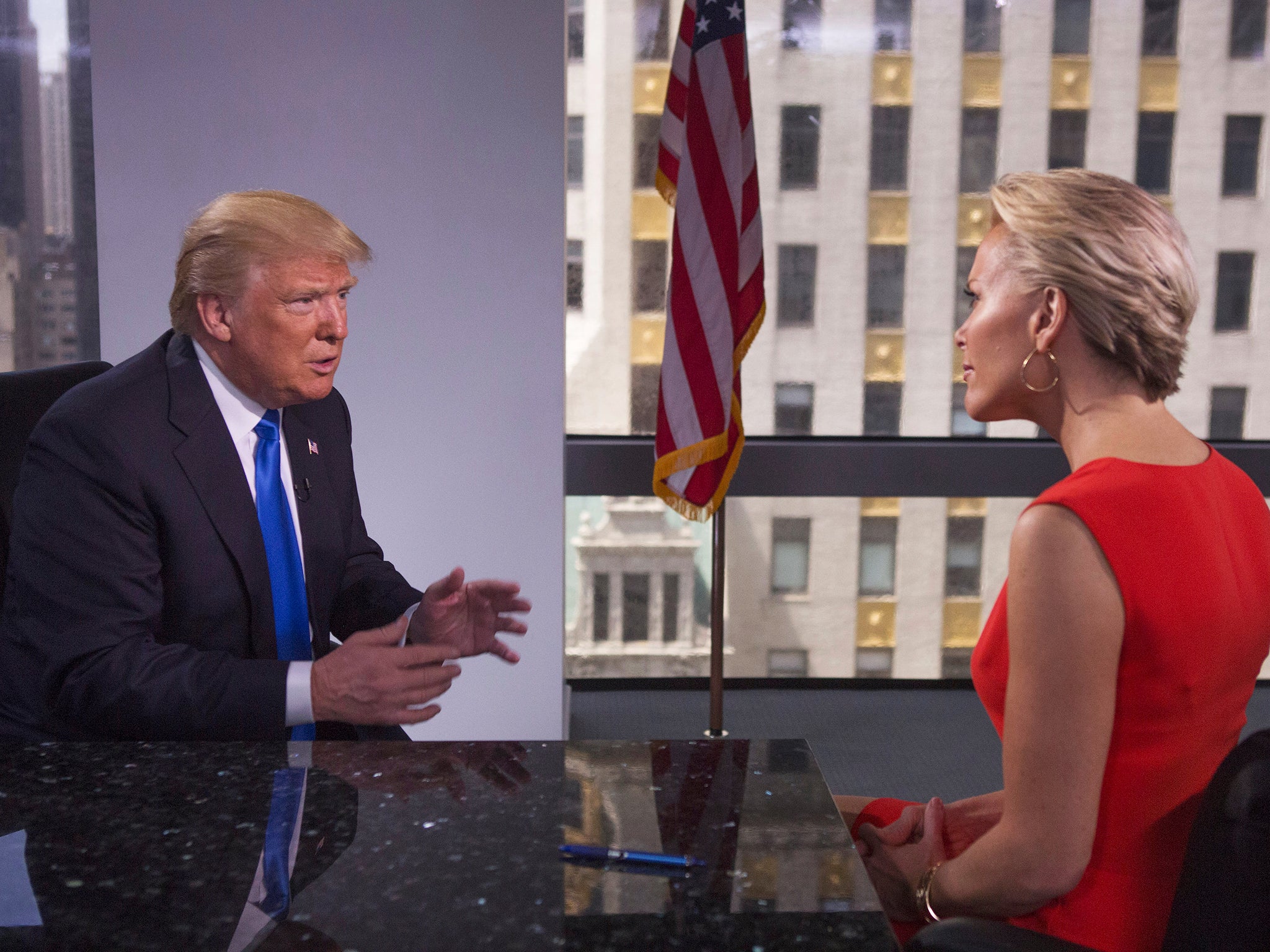 Donald Trump is interviewed during FOX special "Megyn Kelly presents"