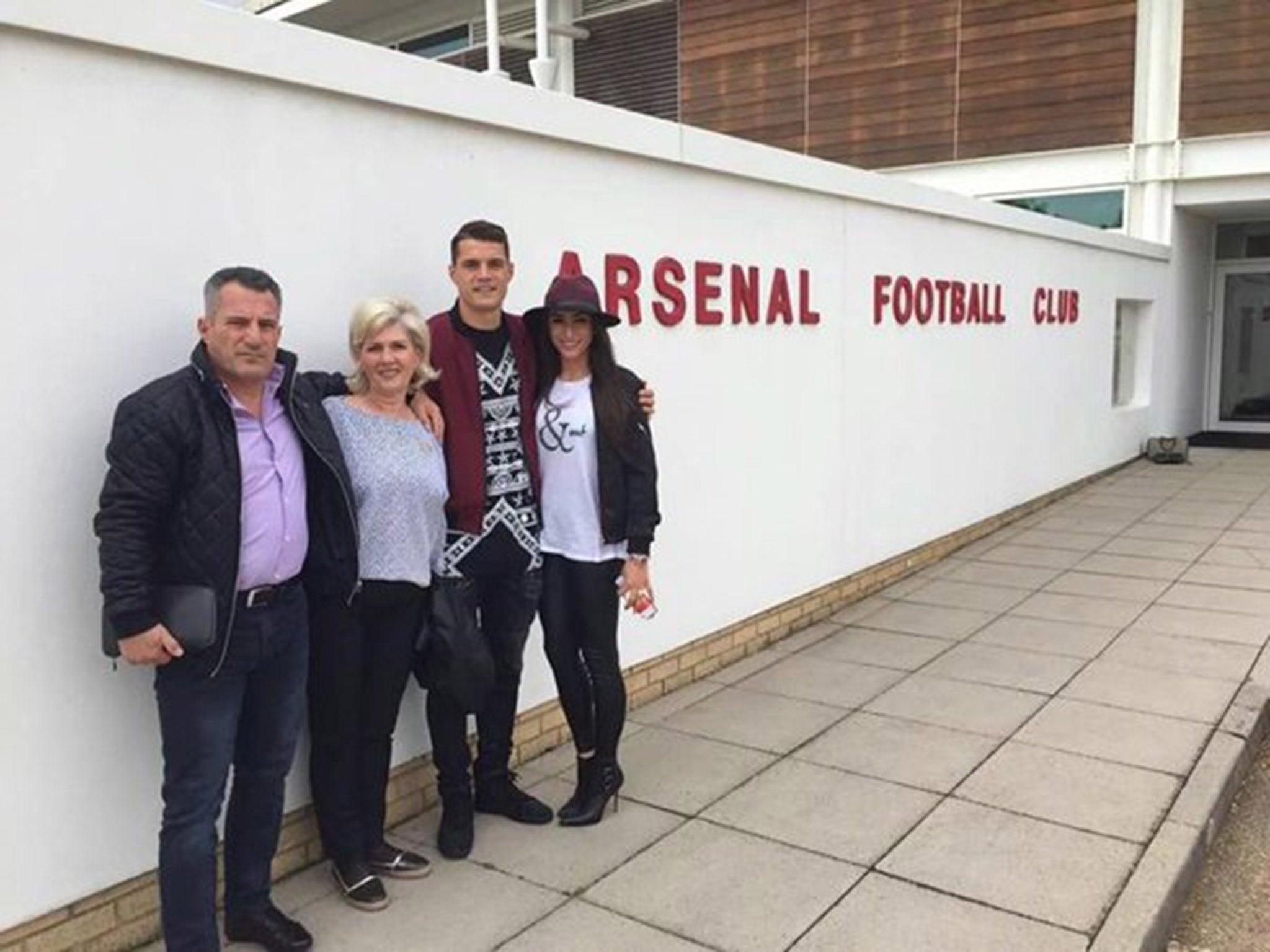 Granit Xhaka pictured outside Arsenal's training base