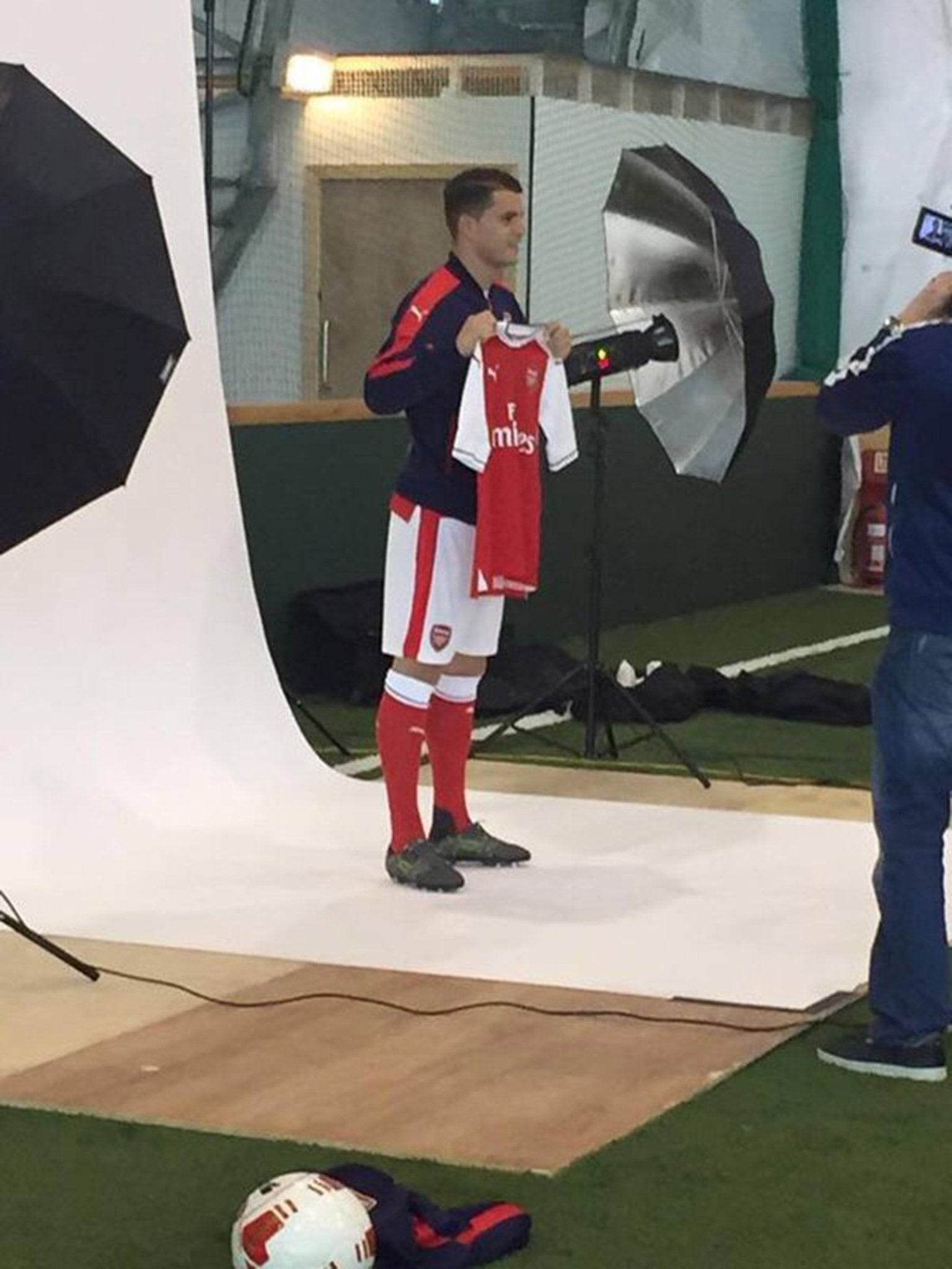 Photos of Granit Xhaka's unveiling as an Arsenal player have been leaked