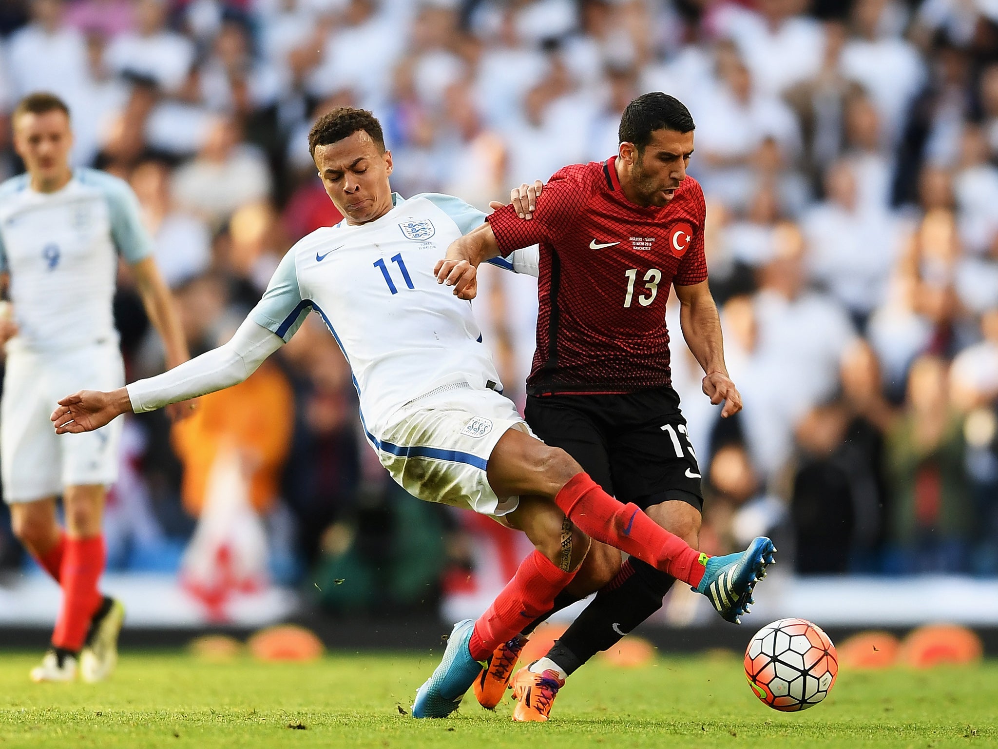 Dele Alli gets stuck in for England against Turkey in the Euro 2016 warm up match