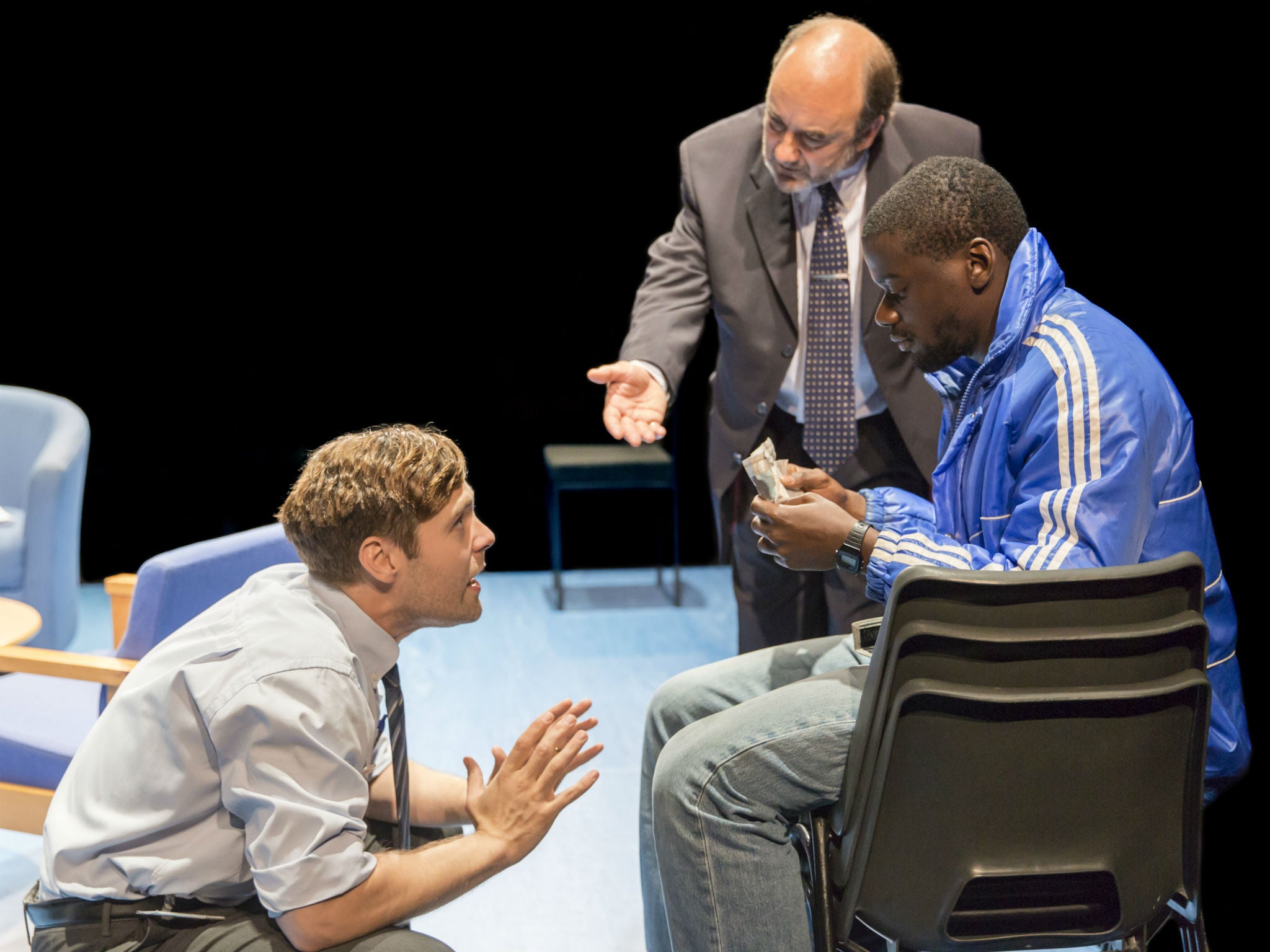 Luke Norris with David Haig and Daniel Kaluuya in Blue/Orange at the Young Vic