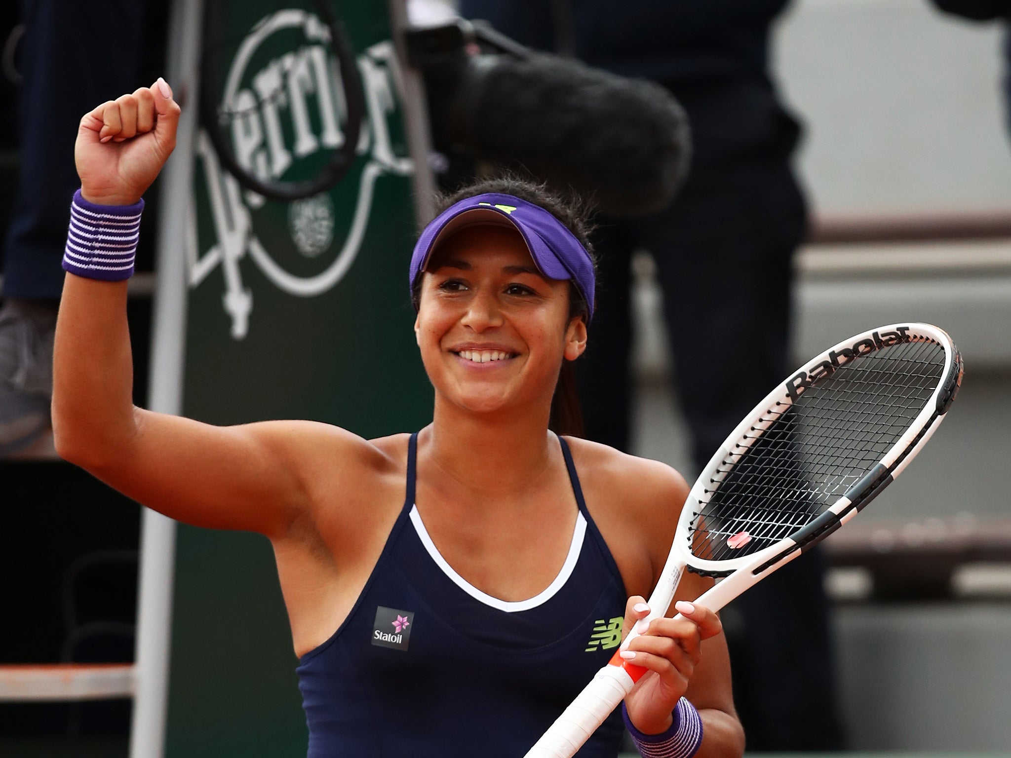 Heather Watson celebrates her victory over Nicole Gibbs