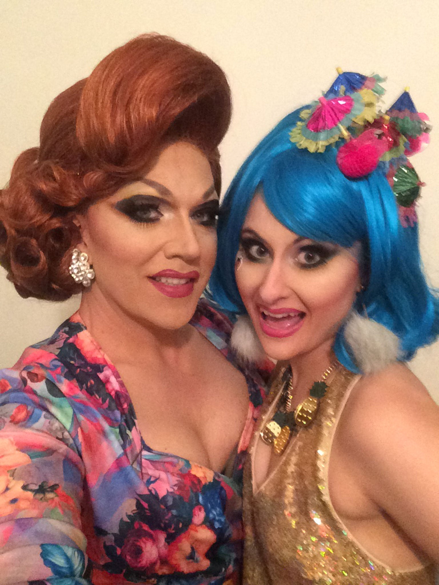 Mrs Kasha Davis and Trashmira pose for a selfie after the show