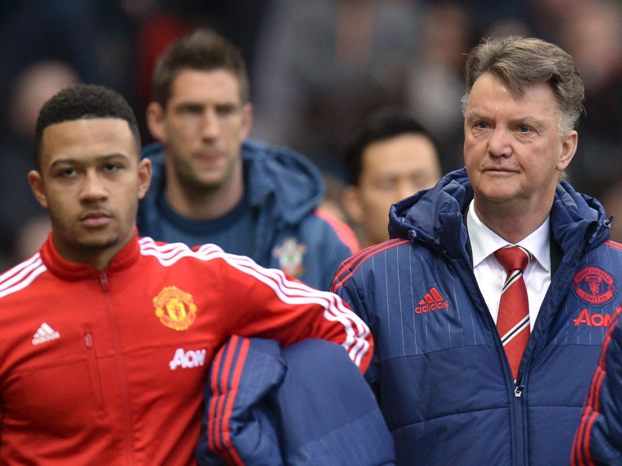 Memphis Depay pictured with Louis van Gaal last season