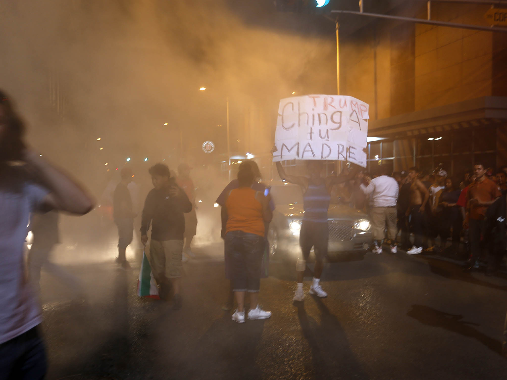 Anti-Trump protesters block the streets