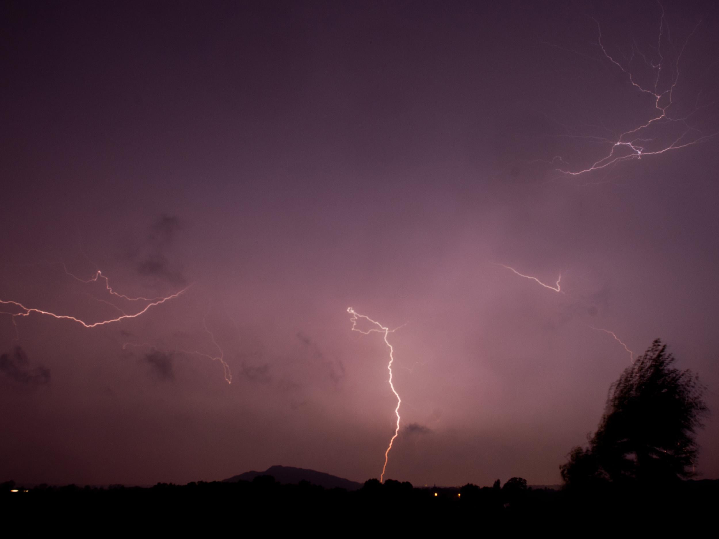 Lightning flashes on August 11, 2015 in the sky over the region Sehnde in Hannover, Germany