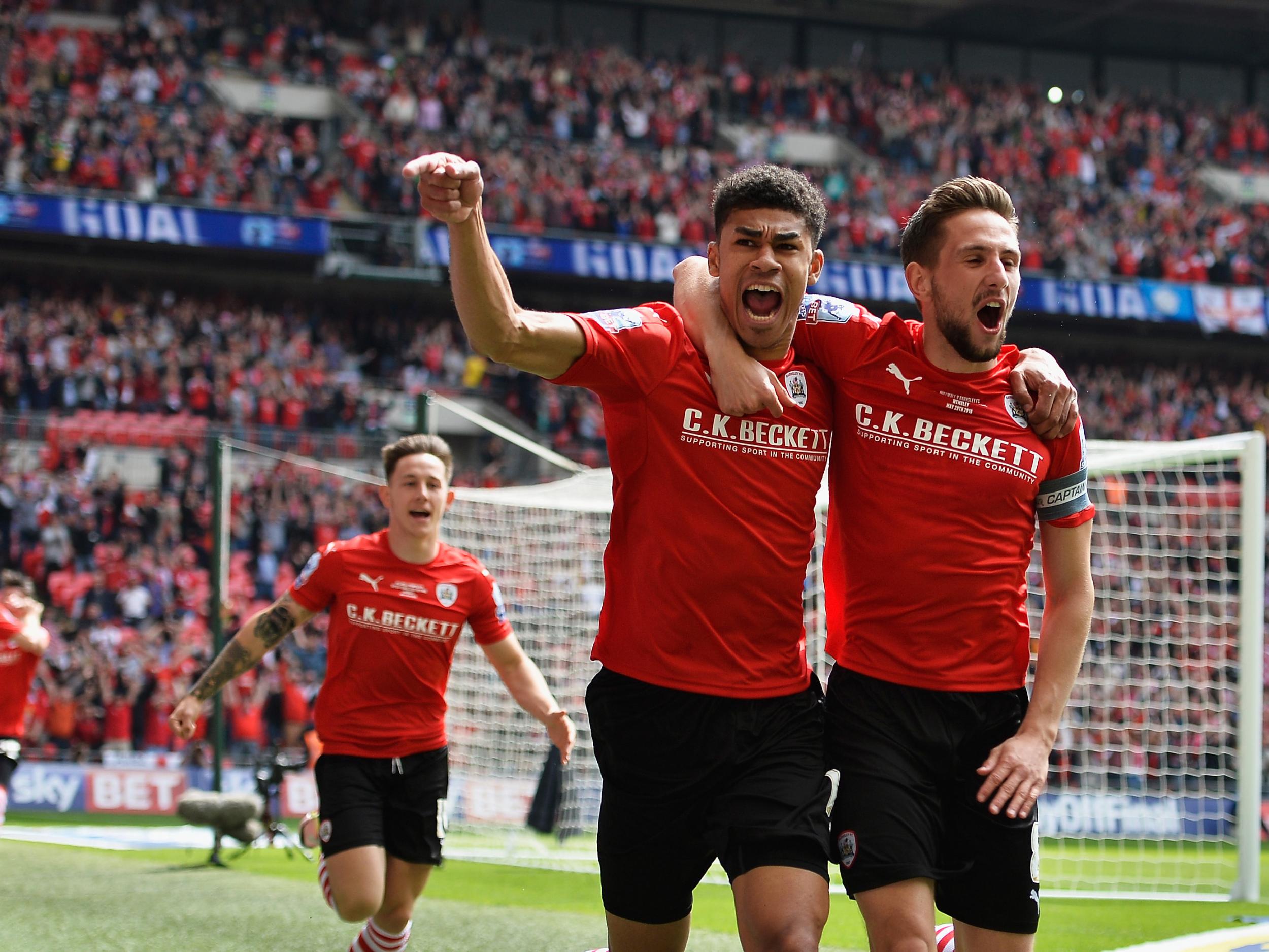 Ashley Fletcher celebrates scoring Barnsley's opener