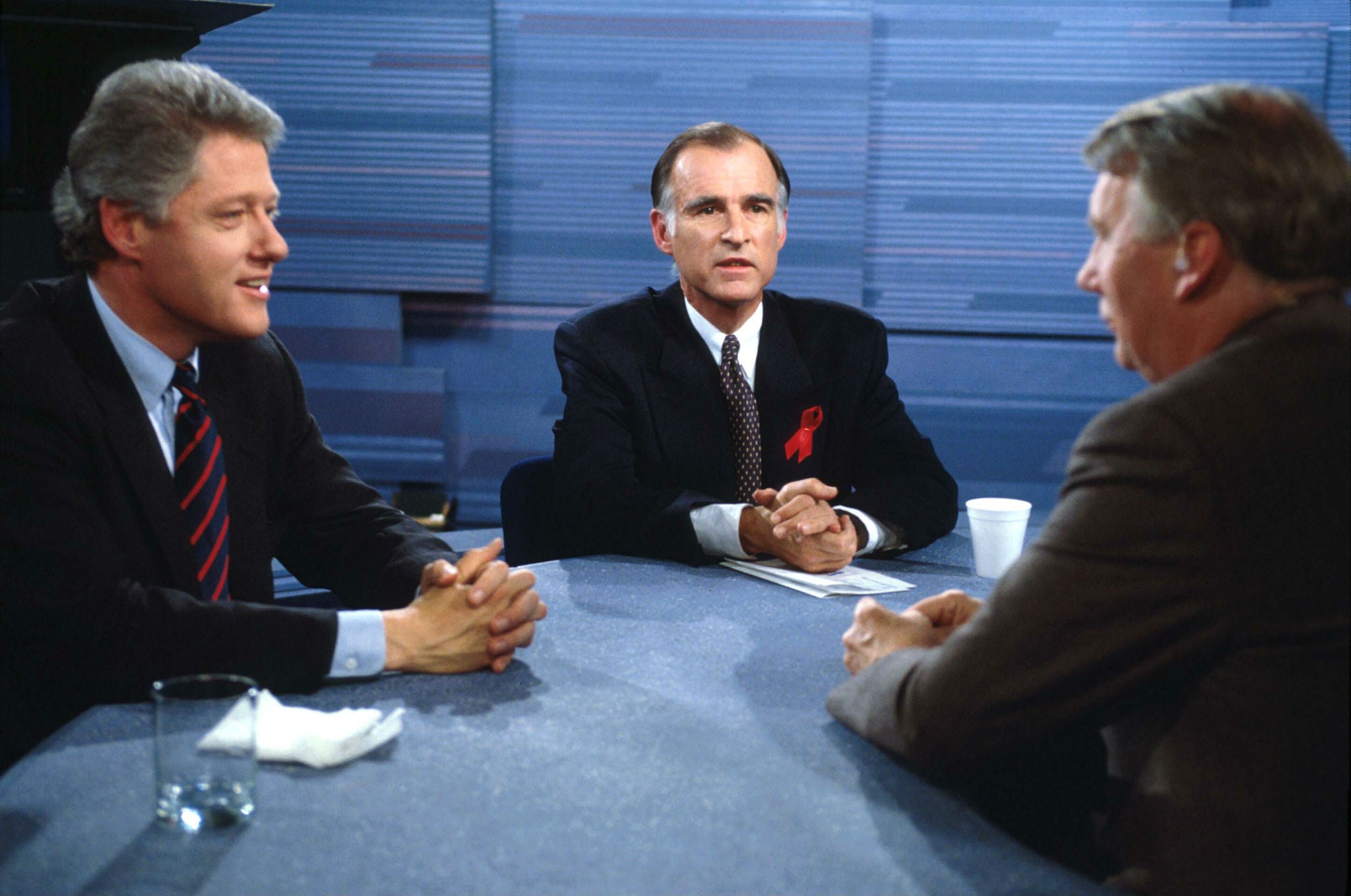 Jerry Brown (centre) and Bill Clinton's 1992 Democratic primary race was just as rancorous as Clinton v Sanders