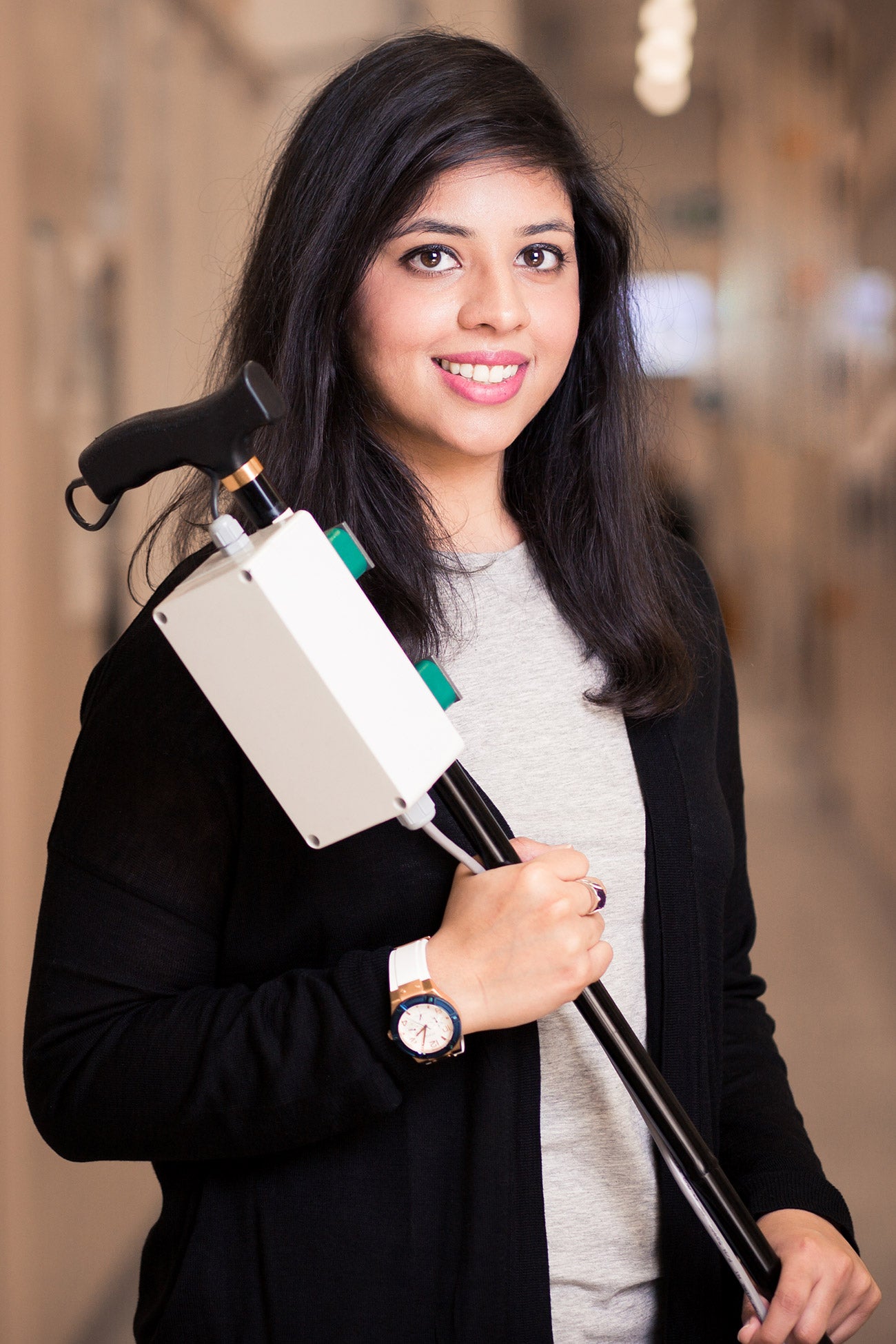 Neha Shahid Chaudhry with her smart walking stick