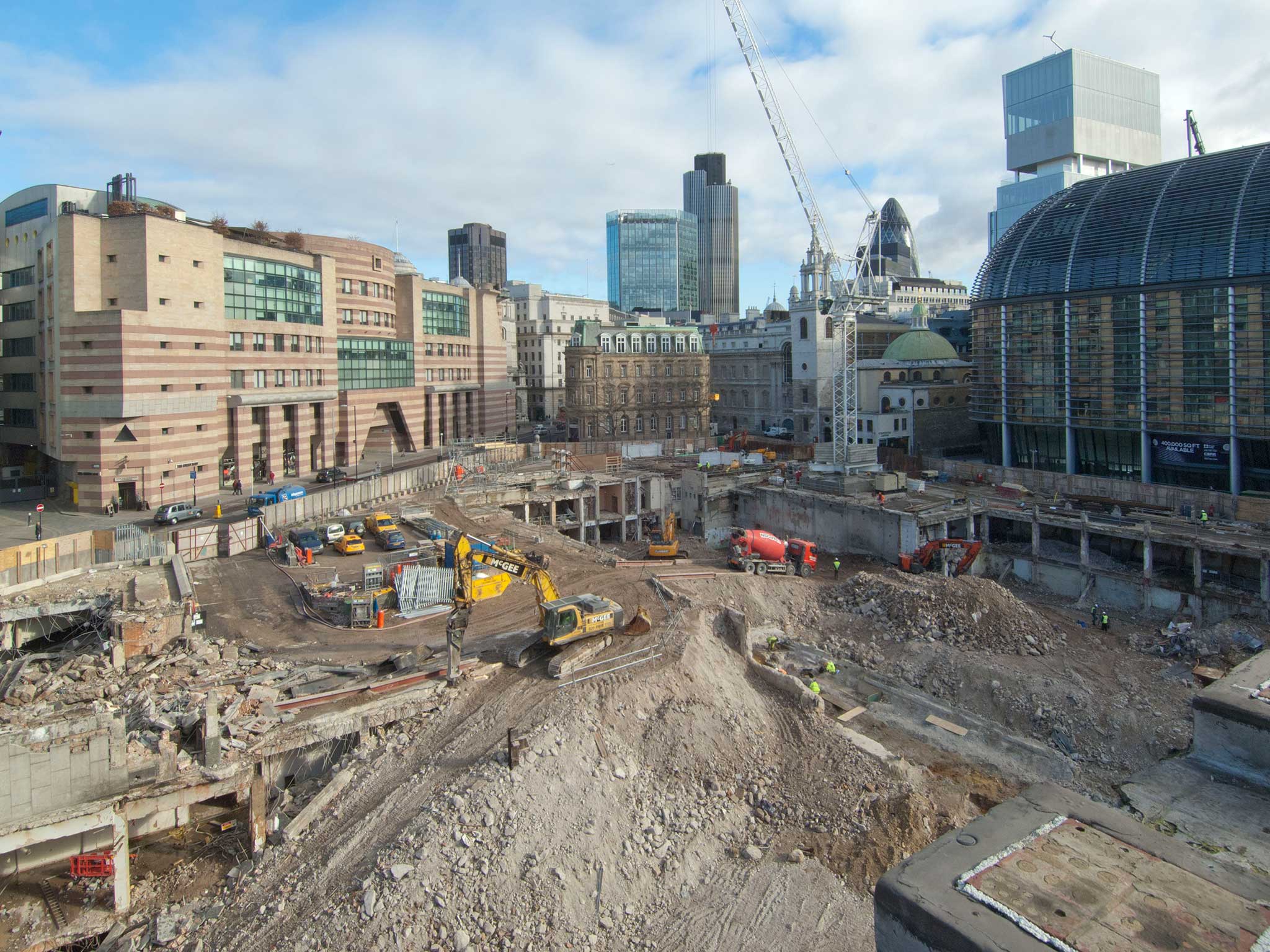 Bloomberg construction site during demolition