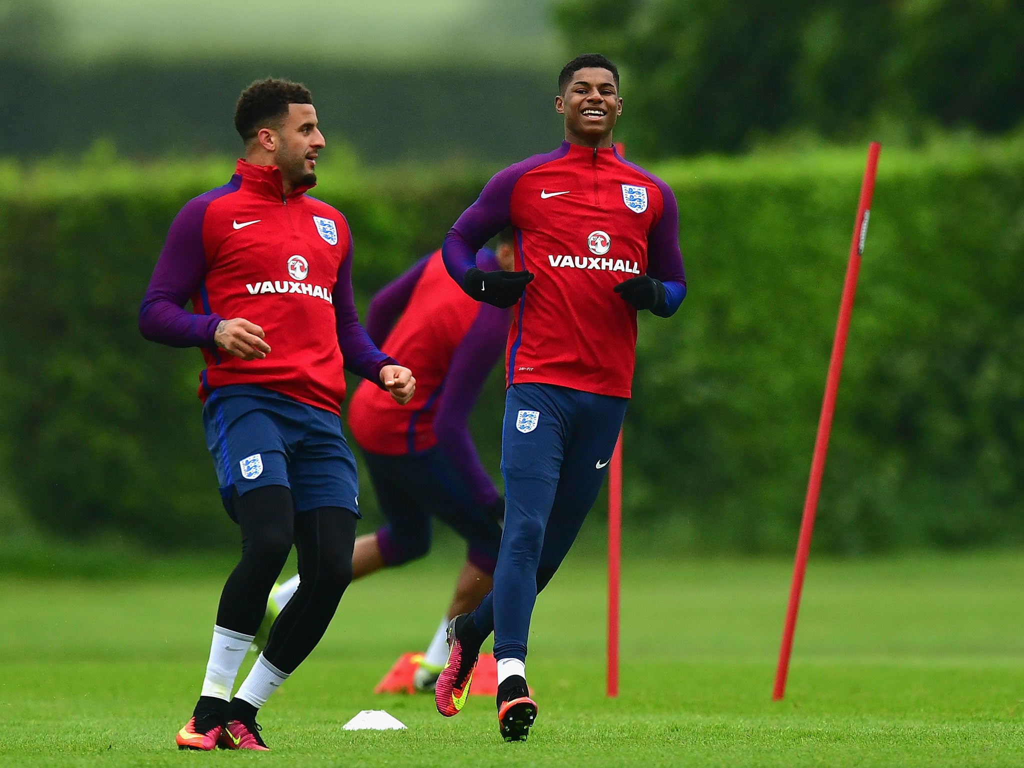 Marcus Rashford in training with England