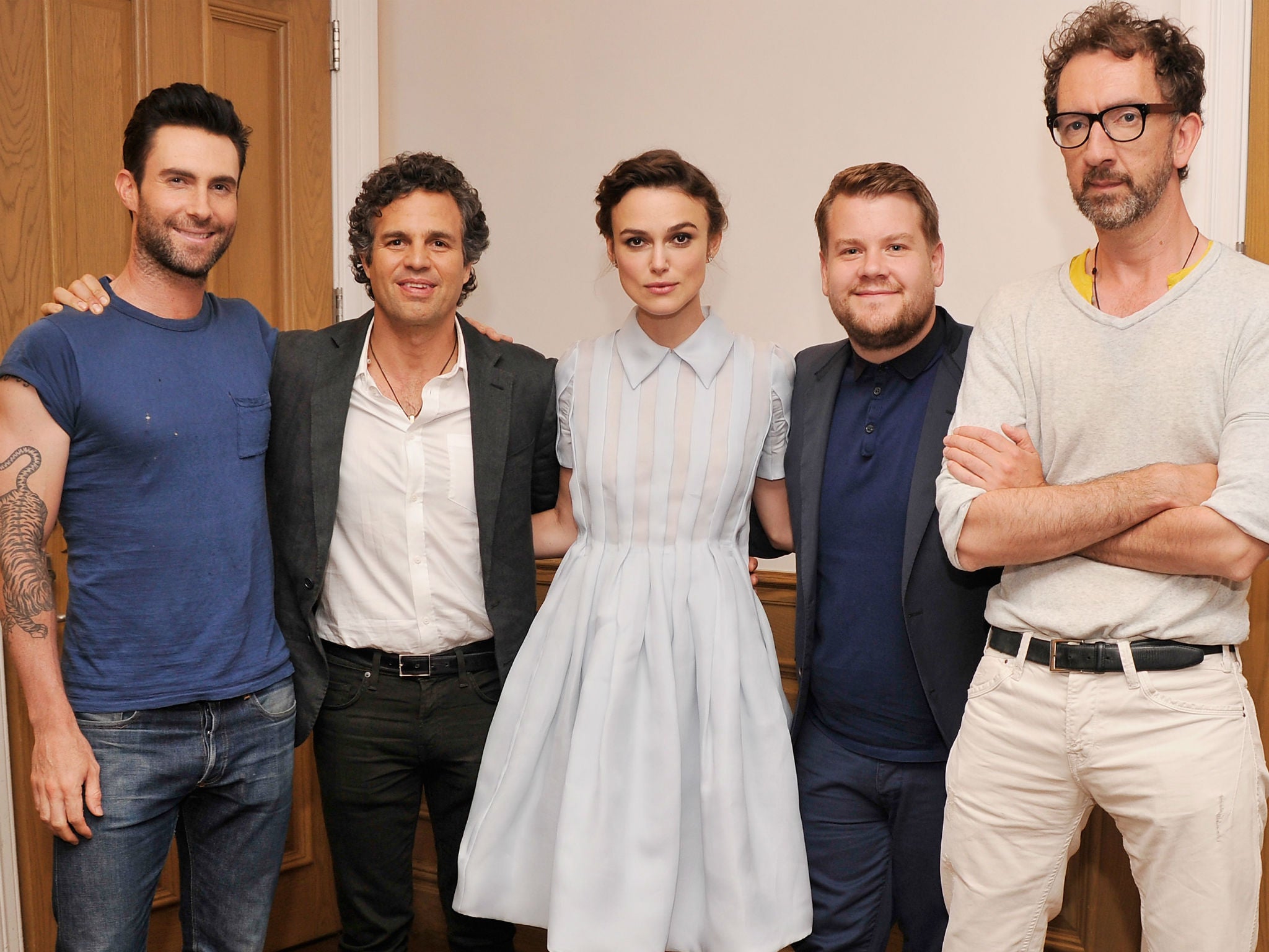 Adam Levine, Mark Ruffalo, Keira Knightley, James Corden and John Carney