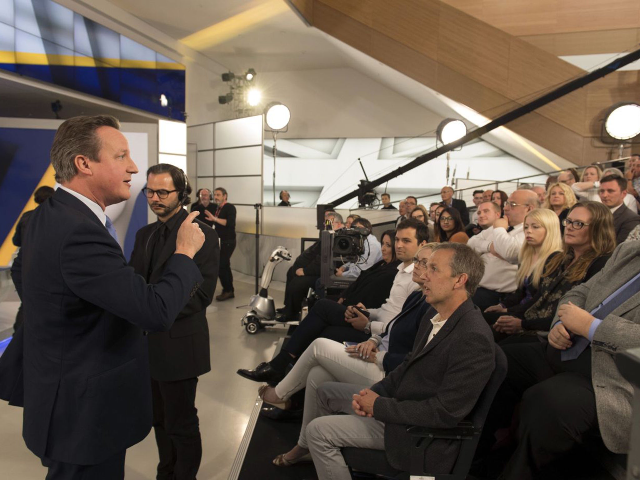 Cameron answers questions during a Sky News Brexit debate