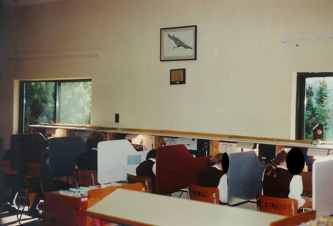 A rare photo inside an Accelerated Christian Education school, from the 1980s. Former pupils say the same classroom format is still used in the UK today