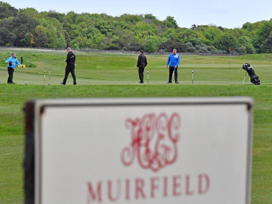 Golfers play at Muirfield Golf Club Gullane, Scotland