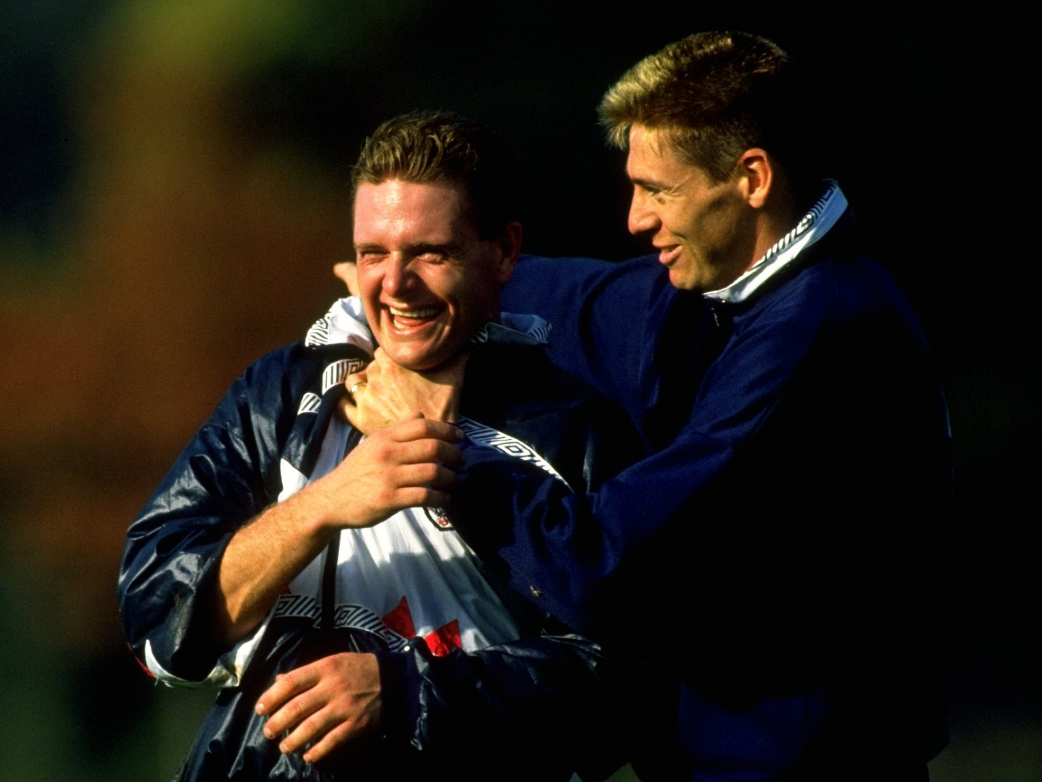 Waddle with Paul Gascoigne, his fellow Geordie, in 1990