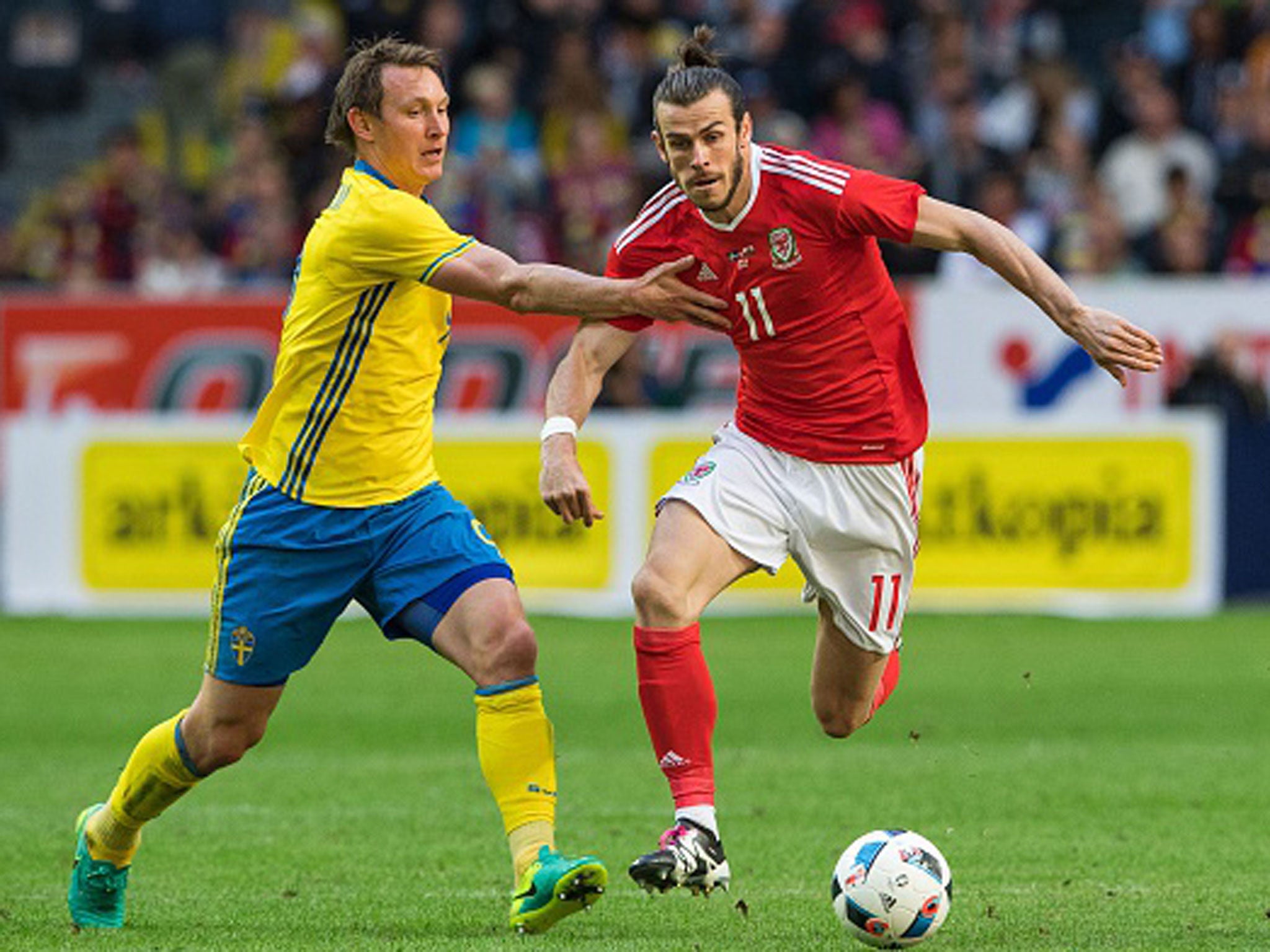 Bale in warm-up action against Sweden