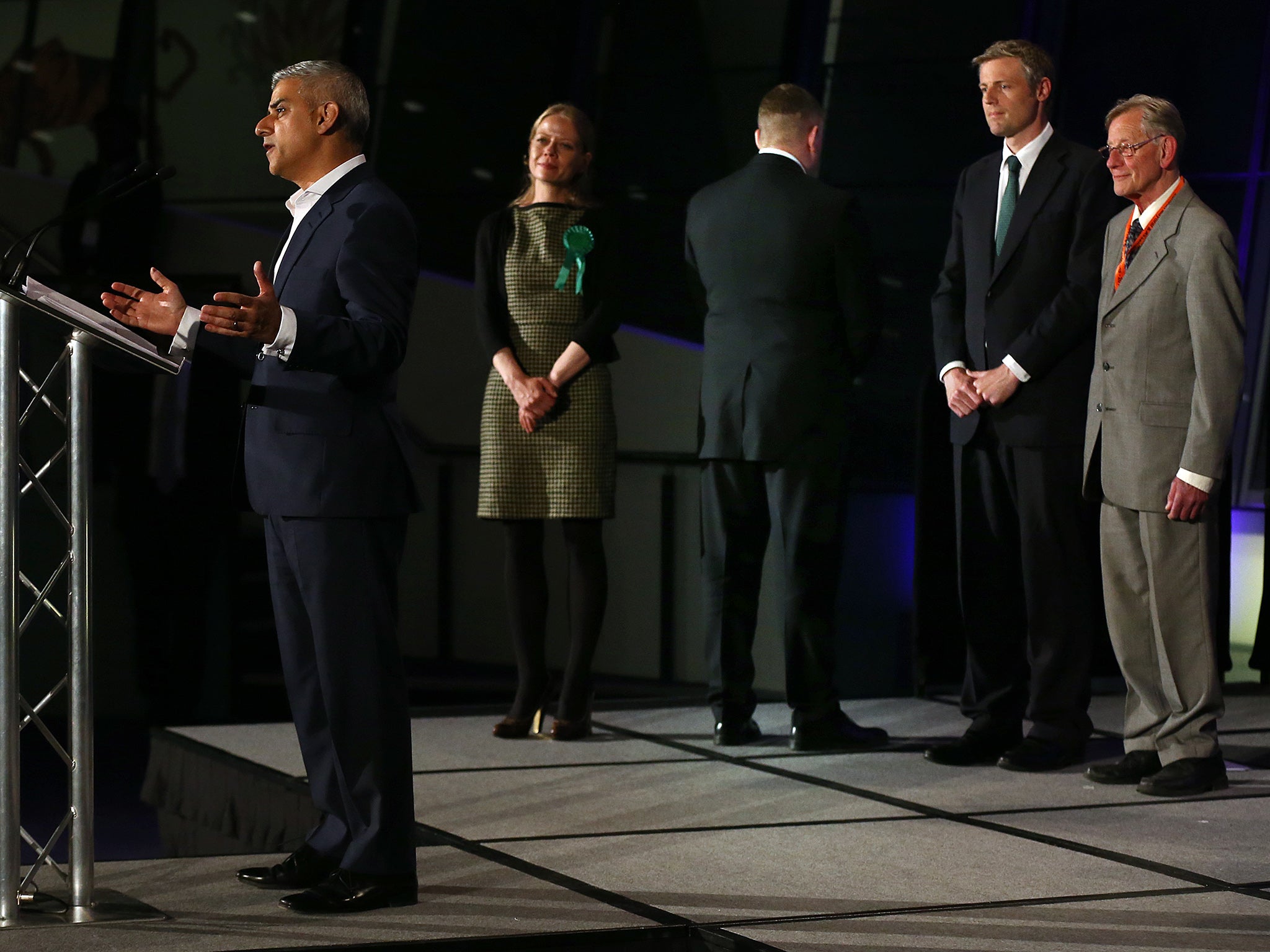 Sadiq Khan on election night after securing a resounding victory over his nearest rival Zac Goldsmith