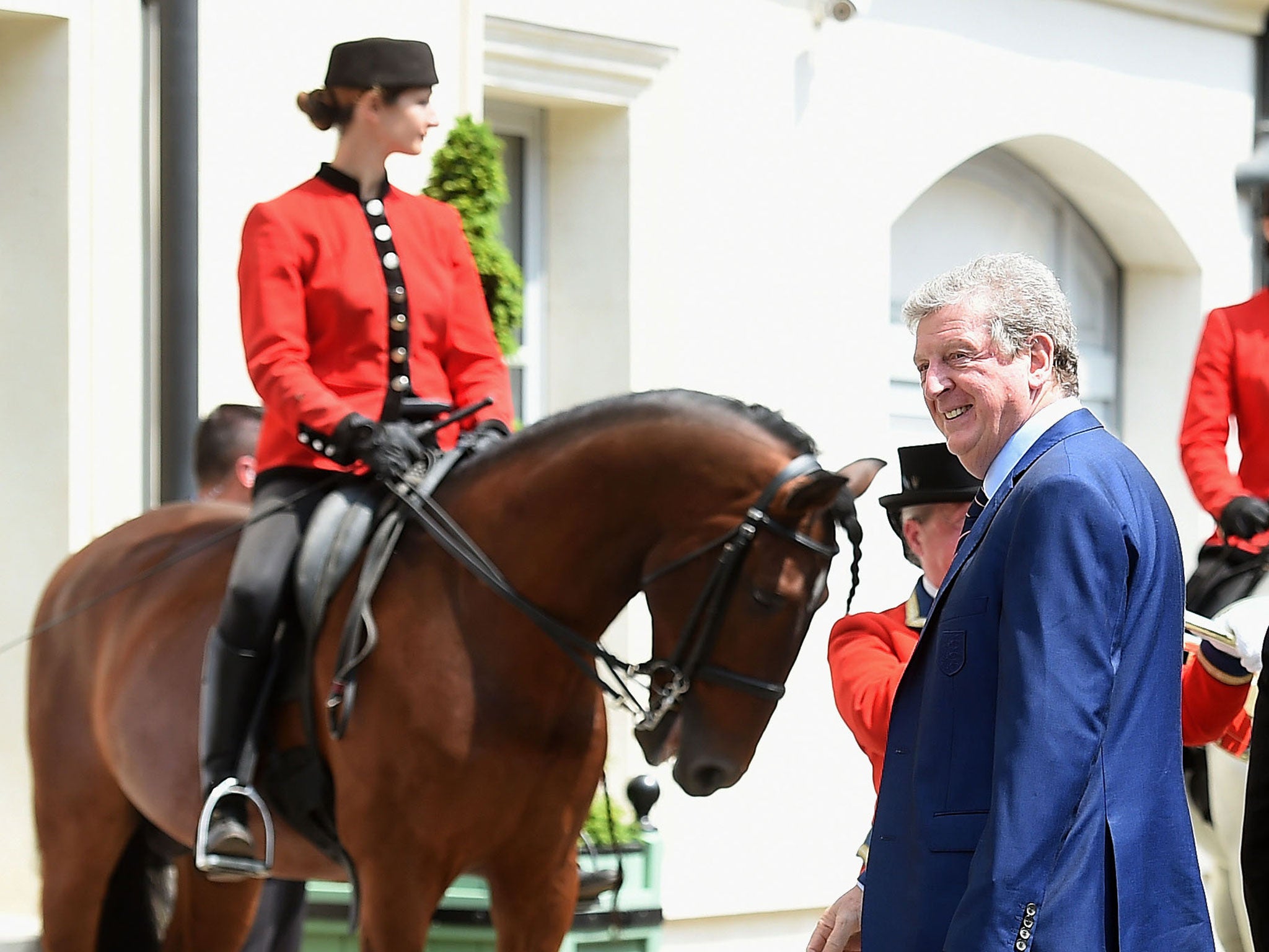Roy Hodgson arrives at the team hotel in Chantilly