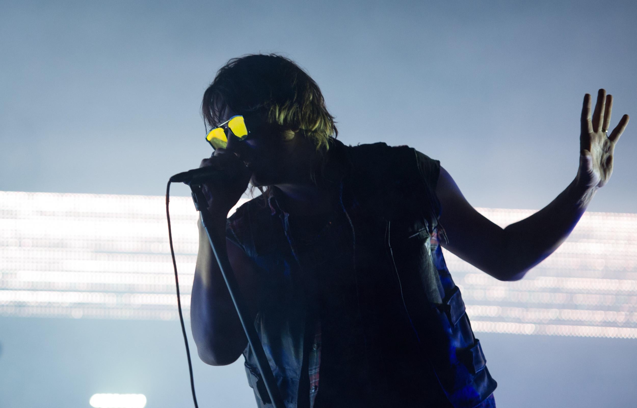 Julian Casablancas of The Strokes performs.