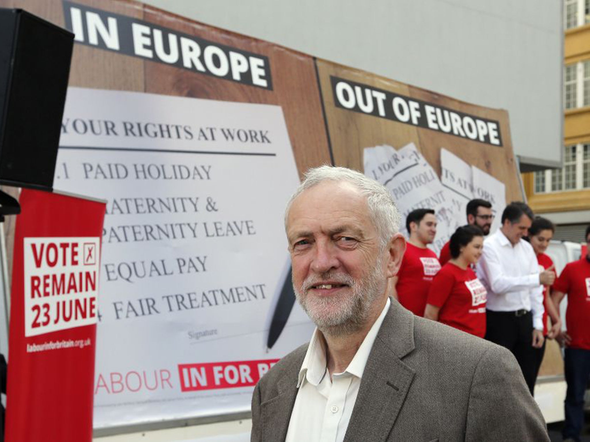 Jeremy Corbyn campaigning for Britain to remain in the EU