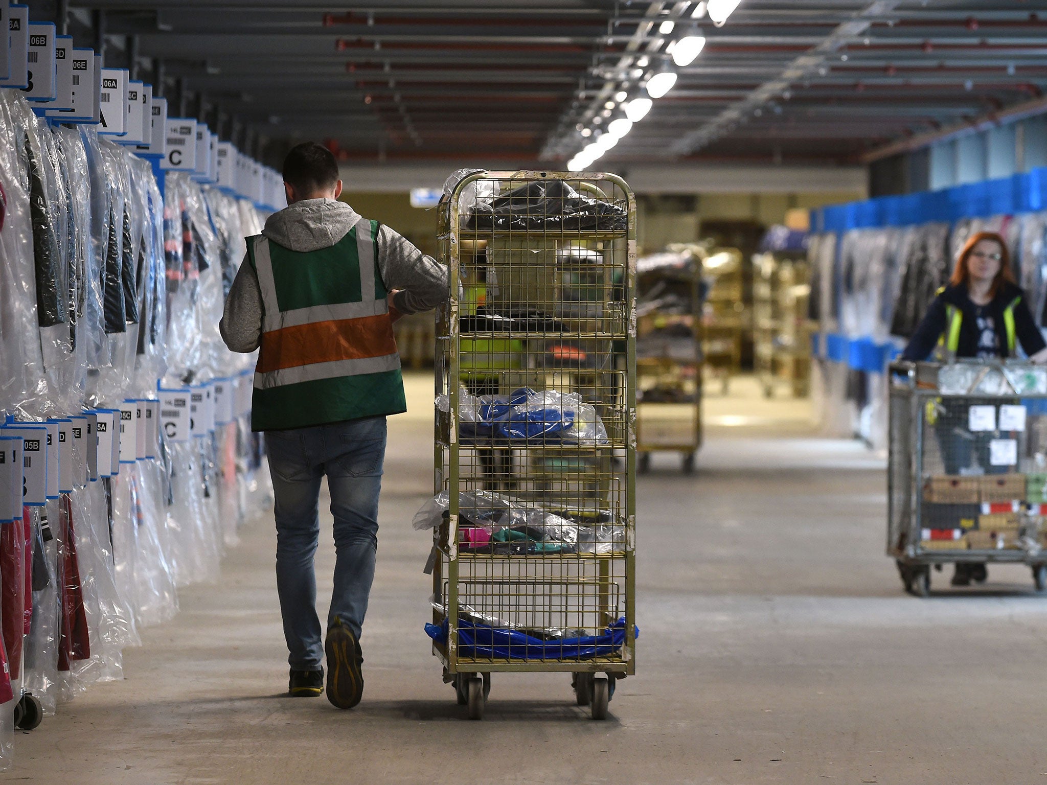 Workers at Sports Direct's warehouse at Shirebrook in Derbyshire