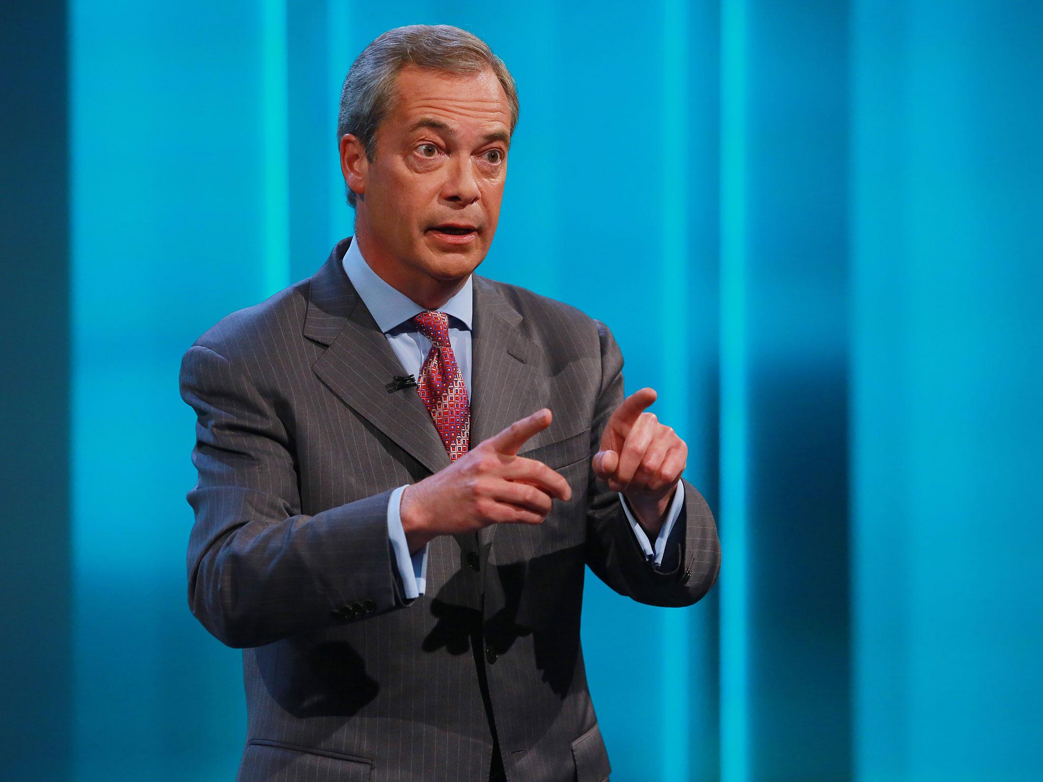 Ukip leader Nigel Farage addresses the studio audience