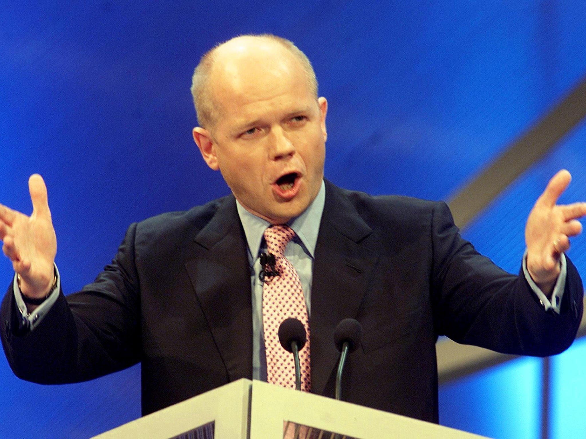 William Hague delivers a speech to the Conservative party conference