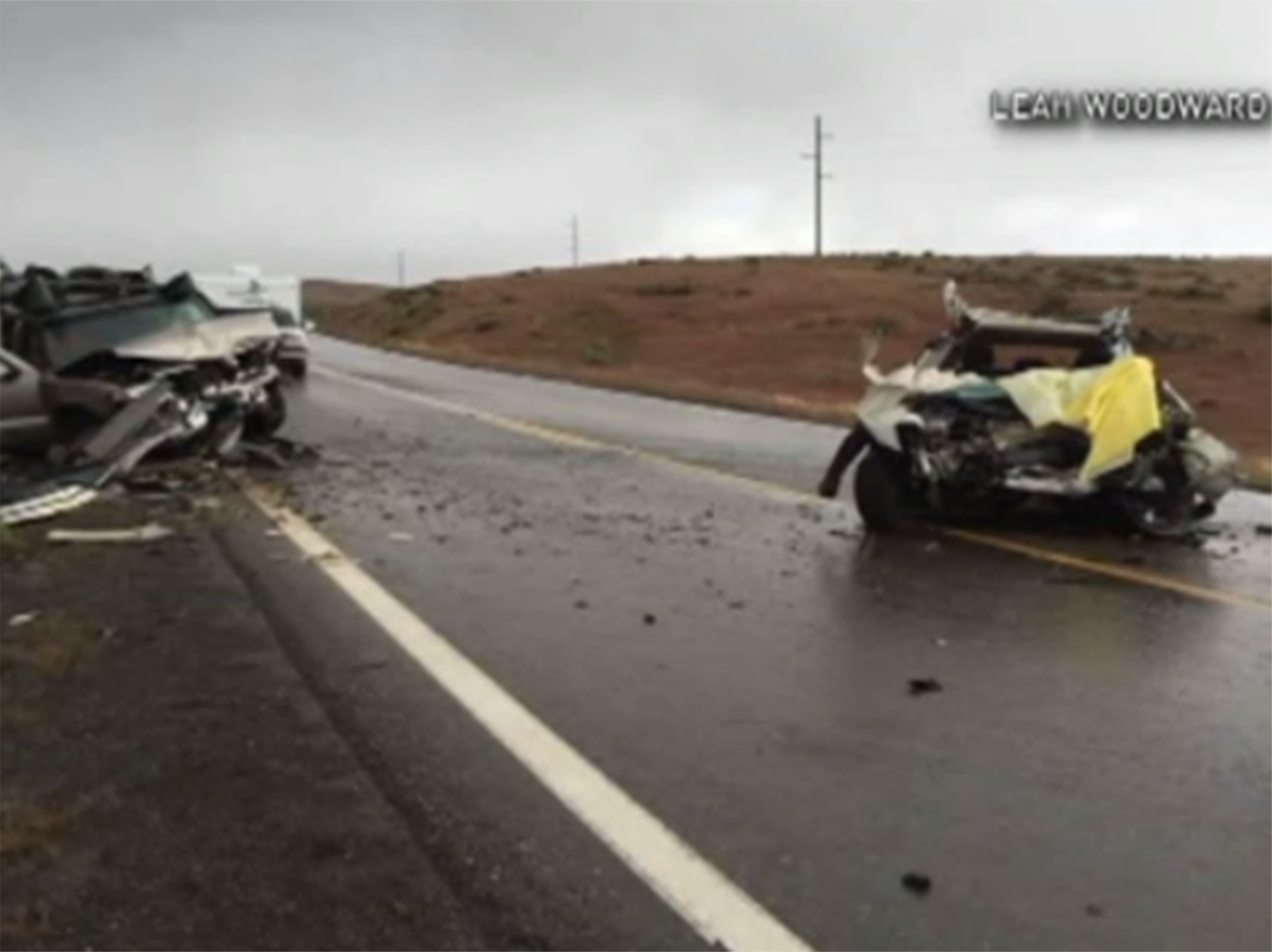 The damaged cars after the crash that severely injured both Killian Gonzalez and his mother, Brandy.