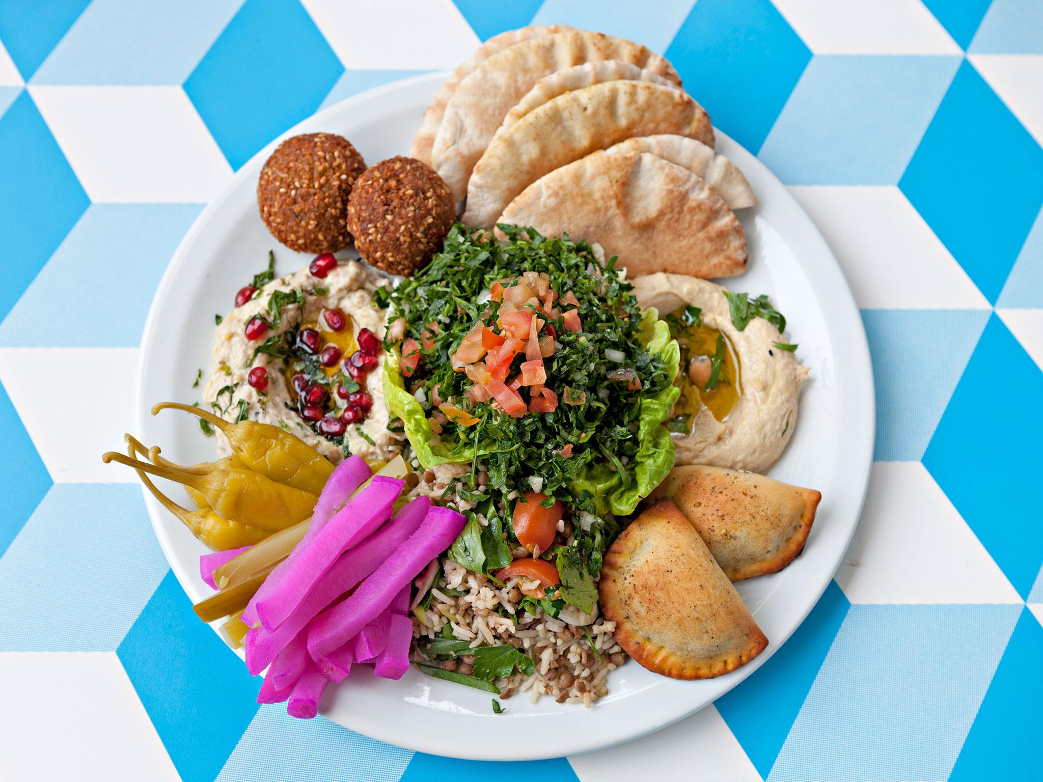 Falafels served as part of the mezze platter at Comptoir Libanais.