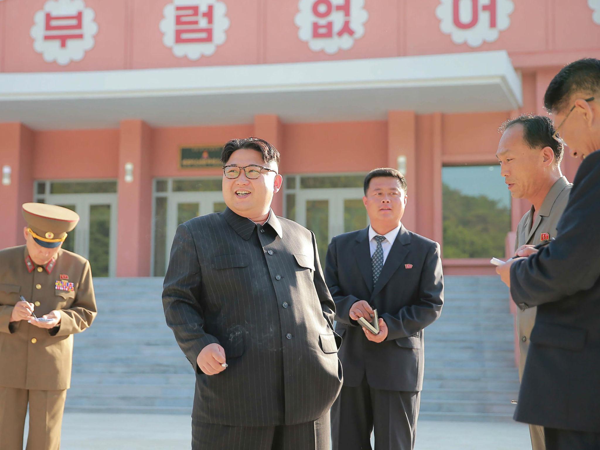 This undated picture released from North Korea's official Korean Central News Agency (KCNA) on June 4, 2016 shows North Korean leader Kim Jong-Un (C) inspecting a children's camp in Pyongyang